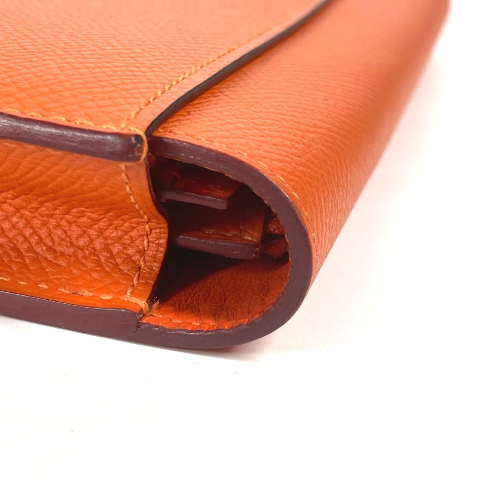 HERMES Long Wallet Purse Epsom Orange Long wallet Passan Long