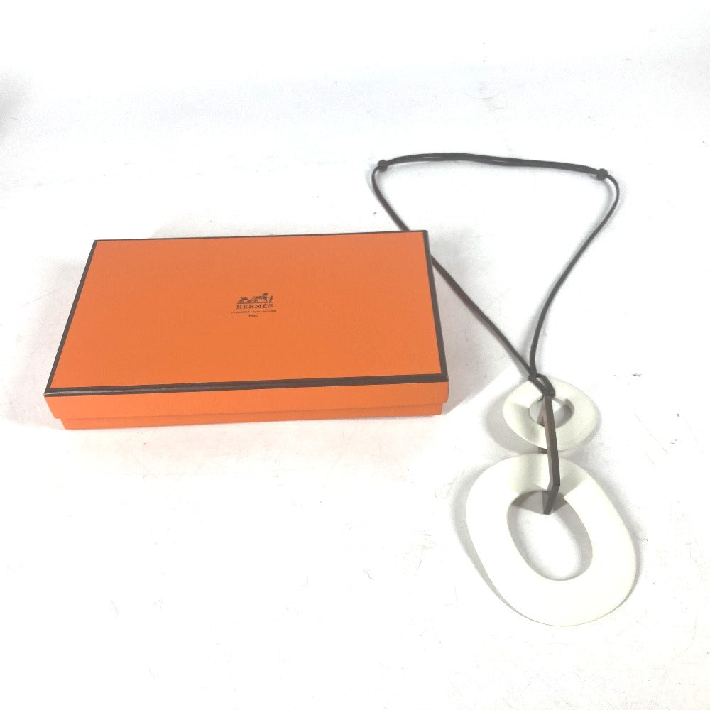HERMES Necklace Buffalo horn white Ism Women Used