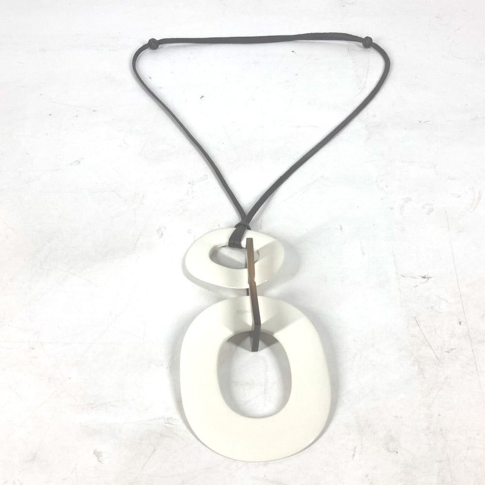 HERMES Necklace Buffalo horn white Ism Women Used