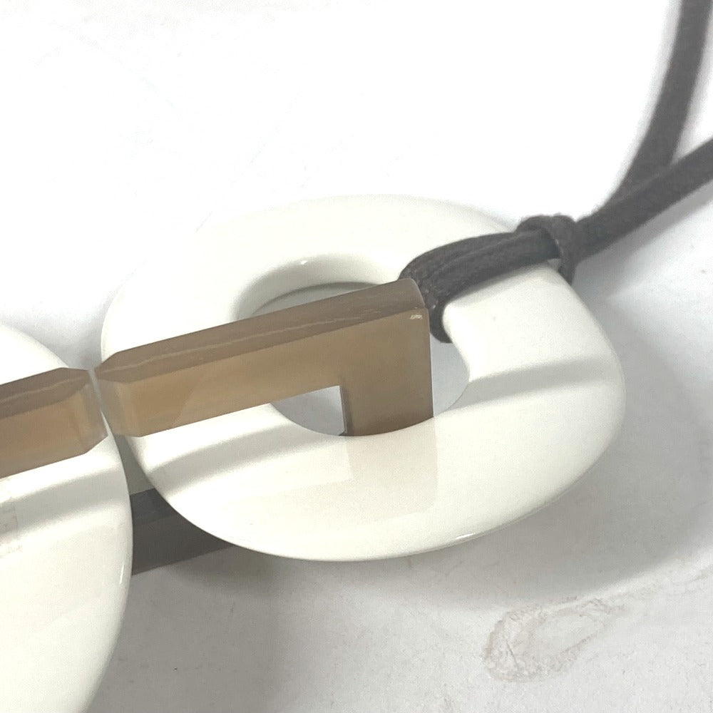 HERMES Necklace Buffalo horn white Ism Women Used