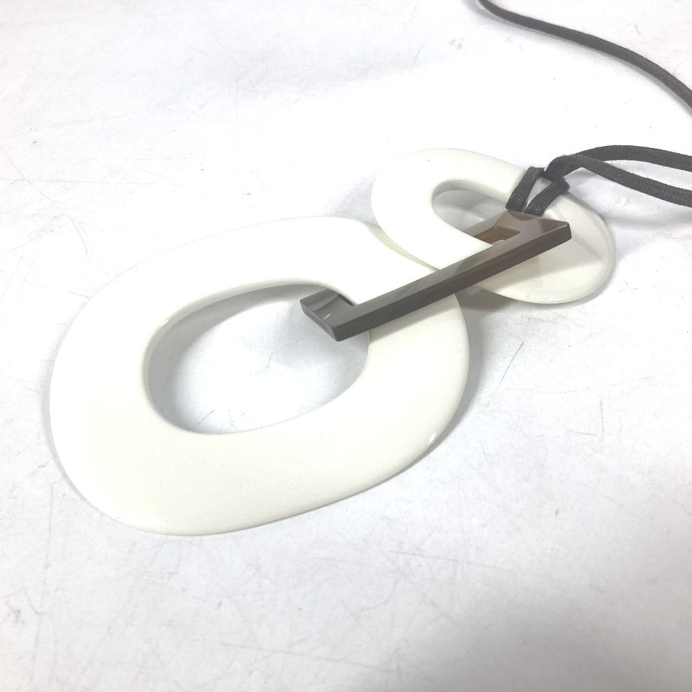 HERMES Necklace Buffalo horn white Ism Women Used