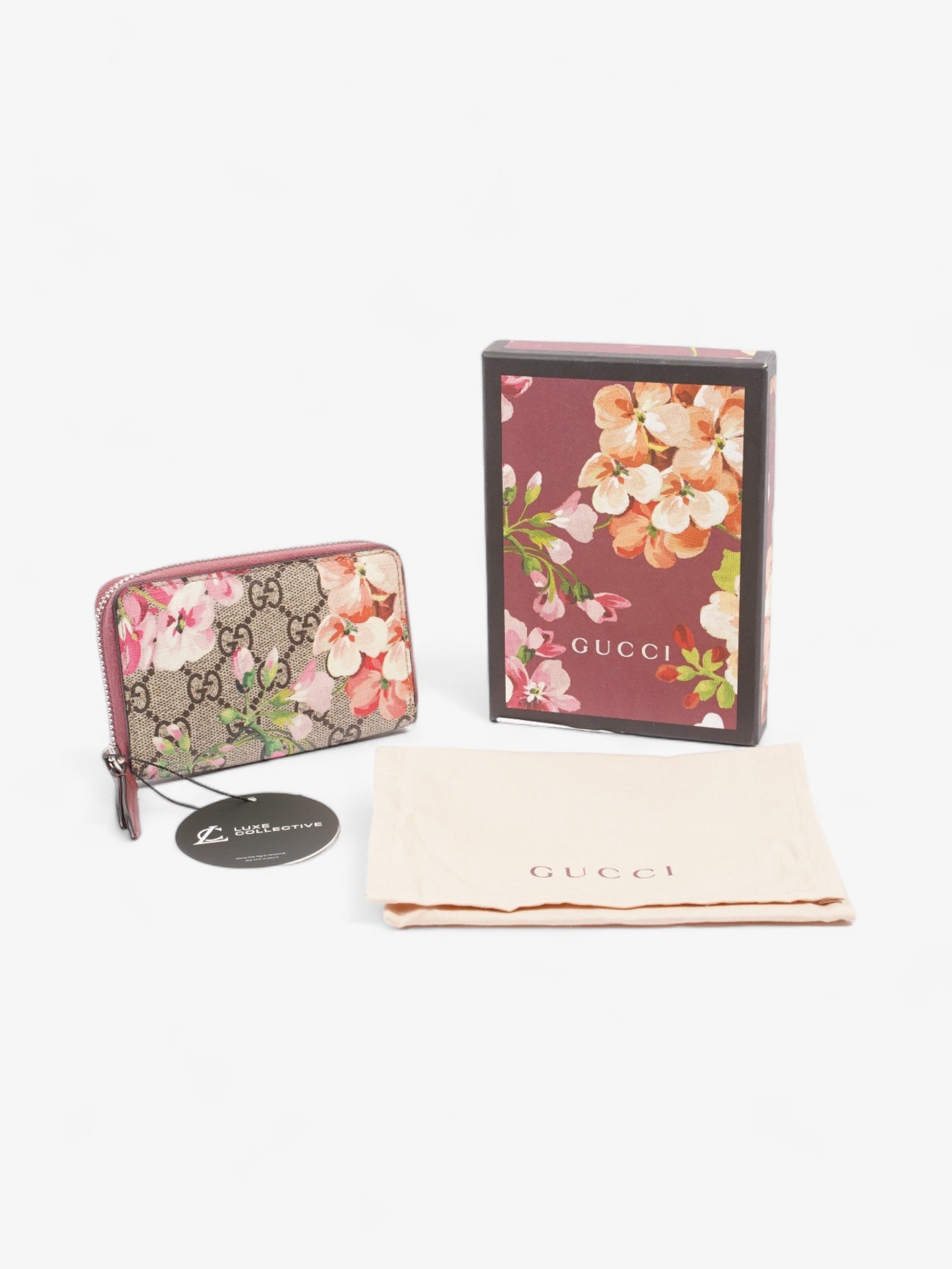 Gucci Blooms Zip Around Card Case Wallet GG Supreme Canvas