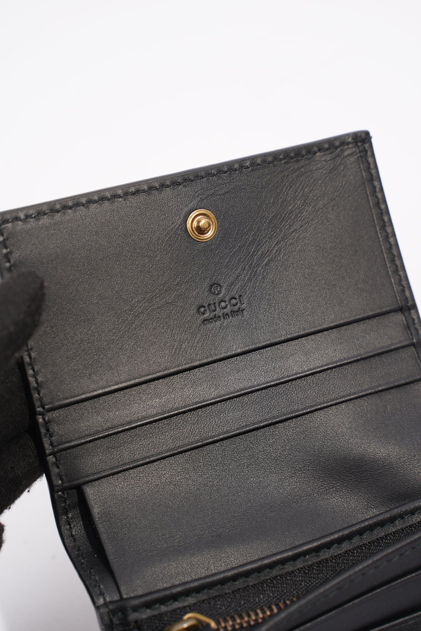Gucci Queen Margaret Card Case Black / White Leather