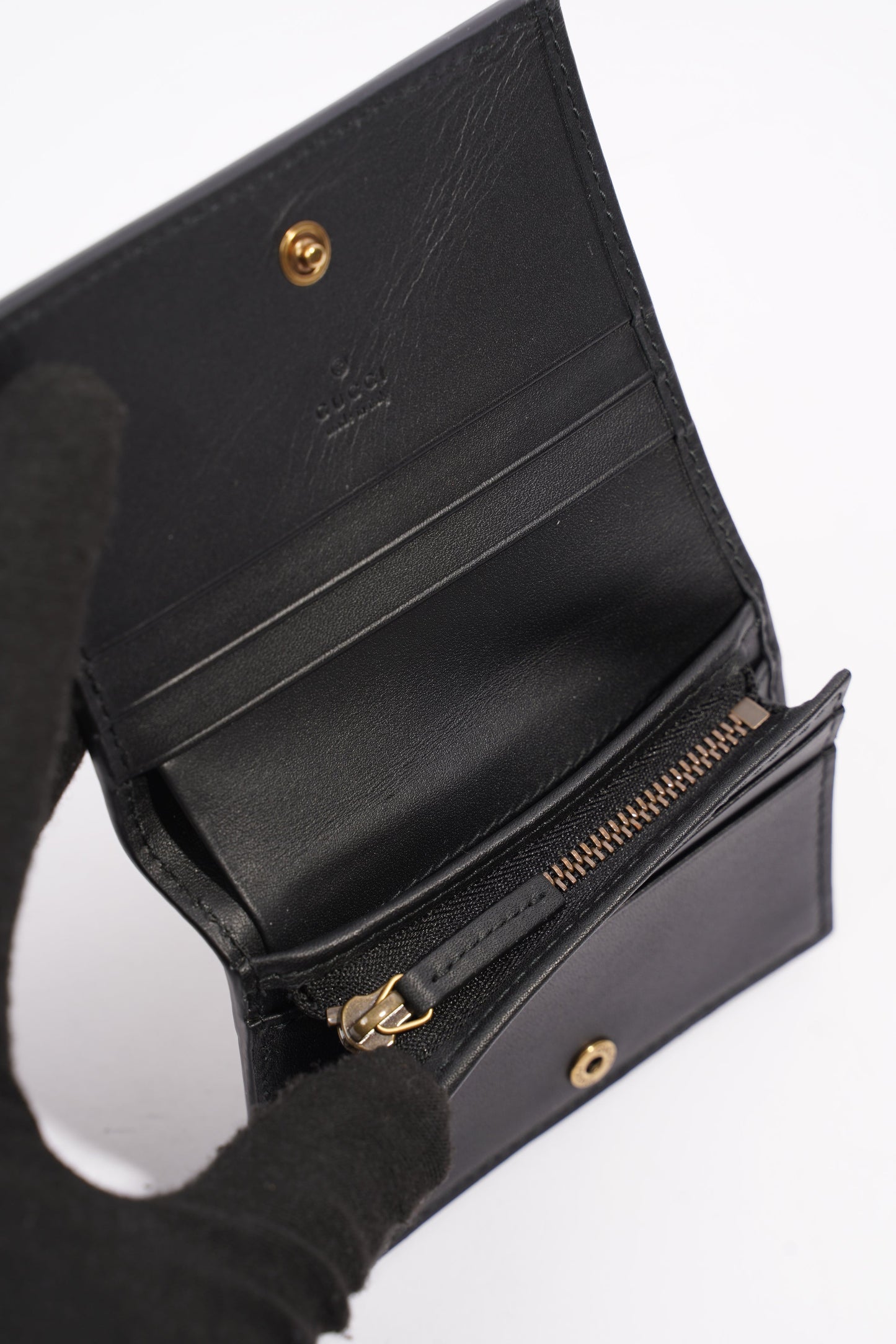 Gucci Queen Margaret Card Case Black / White Leather