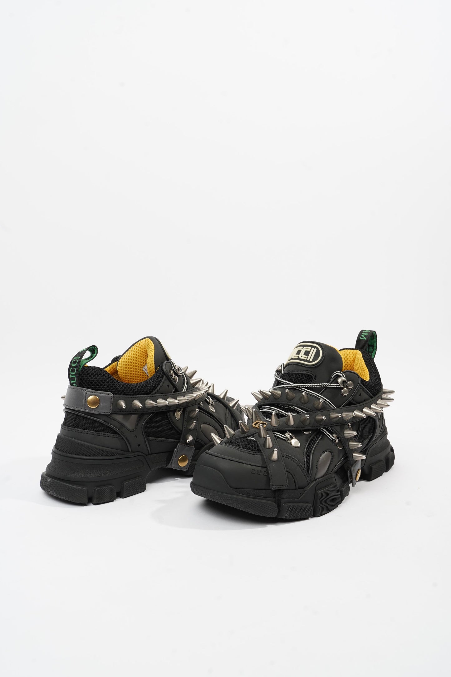 Gucci Flashtrek Withe Removable Spikes Black Leather EU 40.5 UK 6.5
