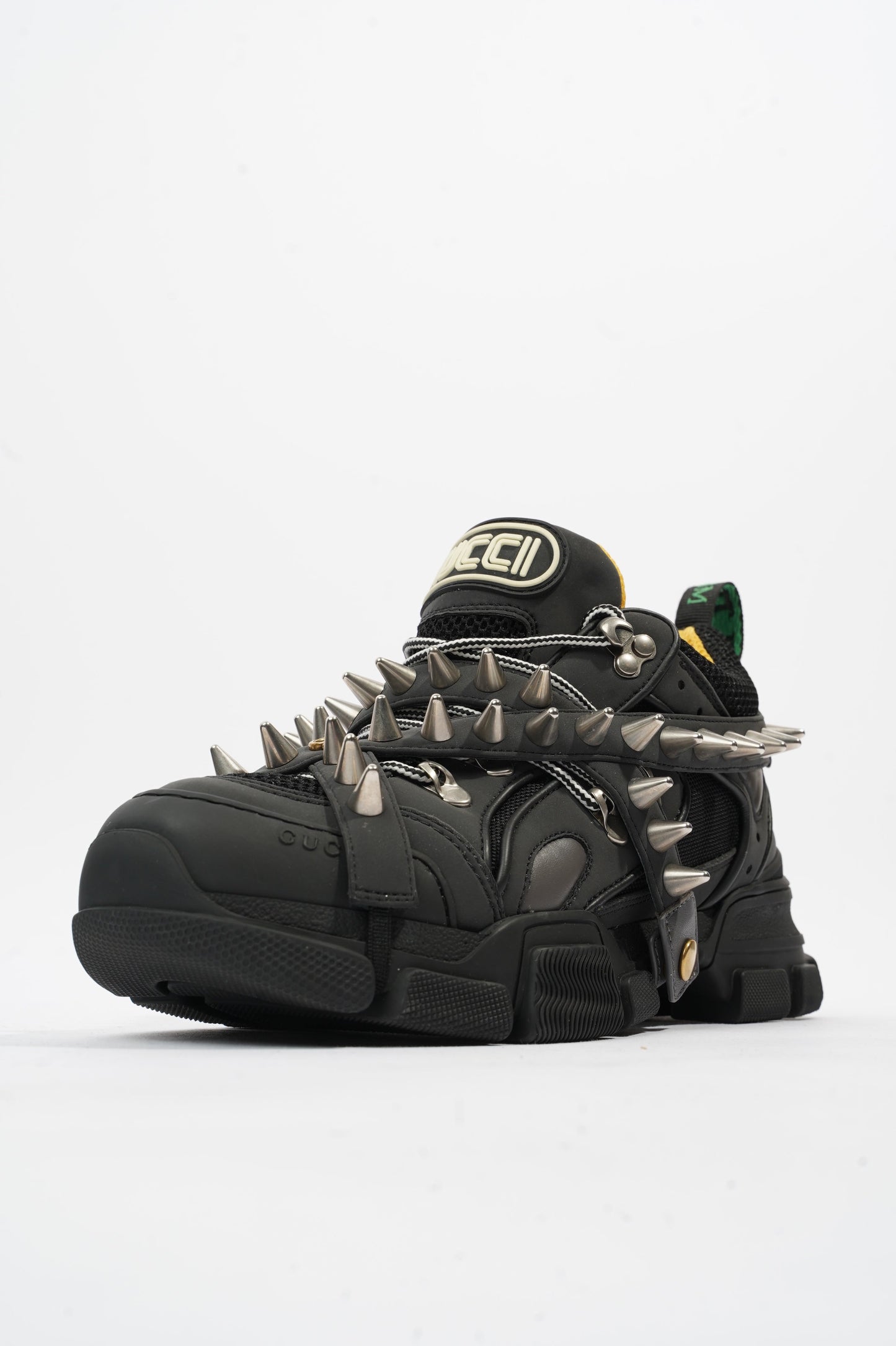 Gucci Flashtrek Withe Removable Spikes Black Leather EU 40.5 UK 6.5