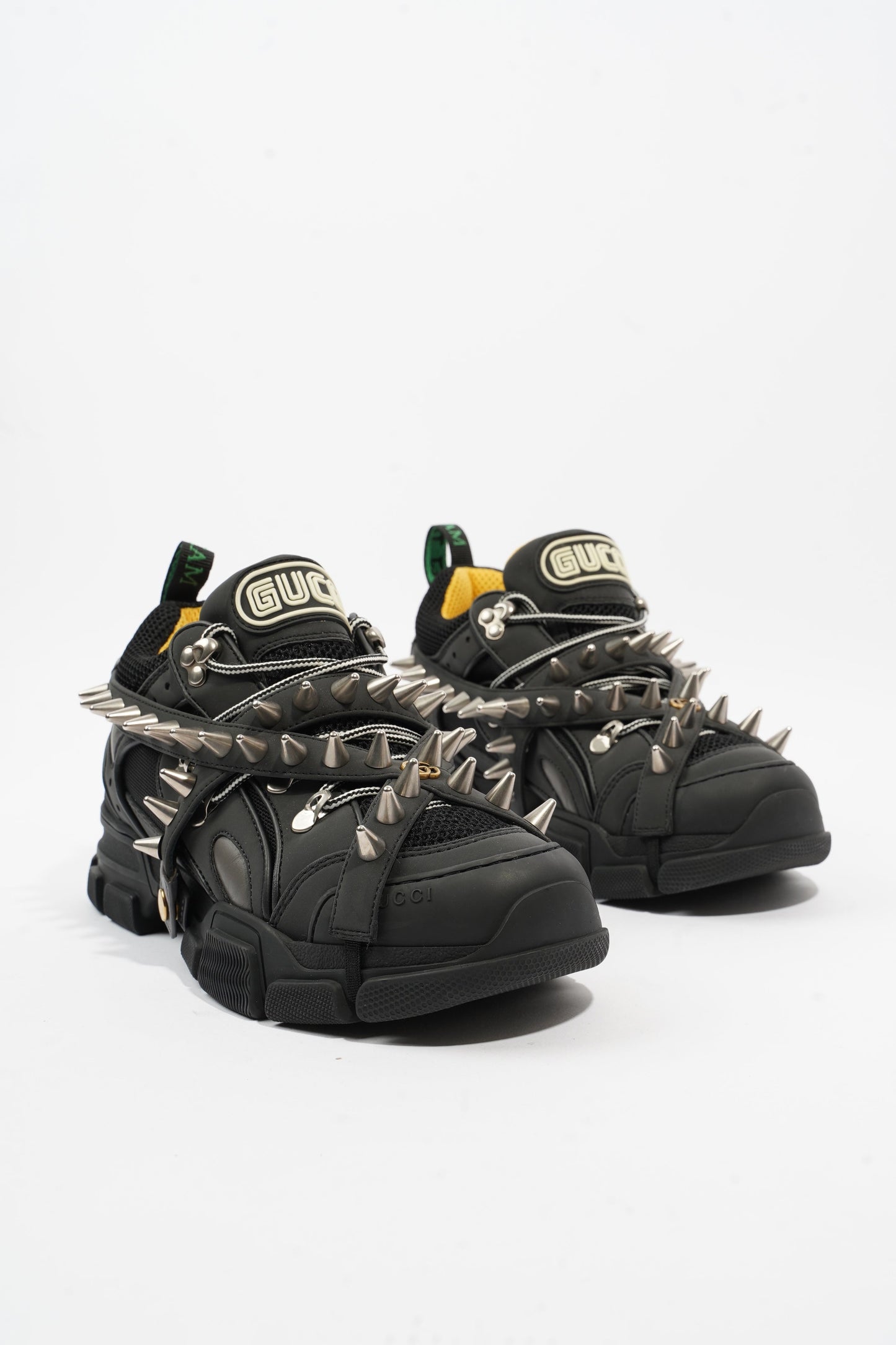 Gucci Flashtrek Withe Removable Spikes Black Leather EU 40.5 UK 6.5