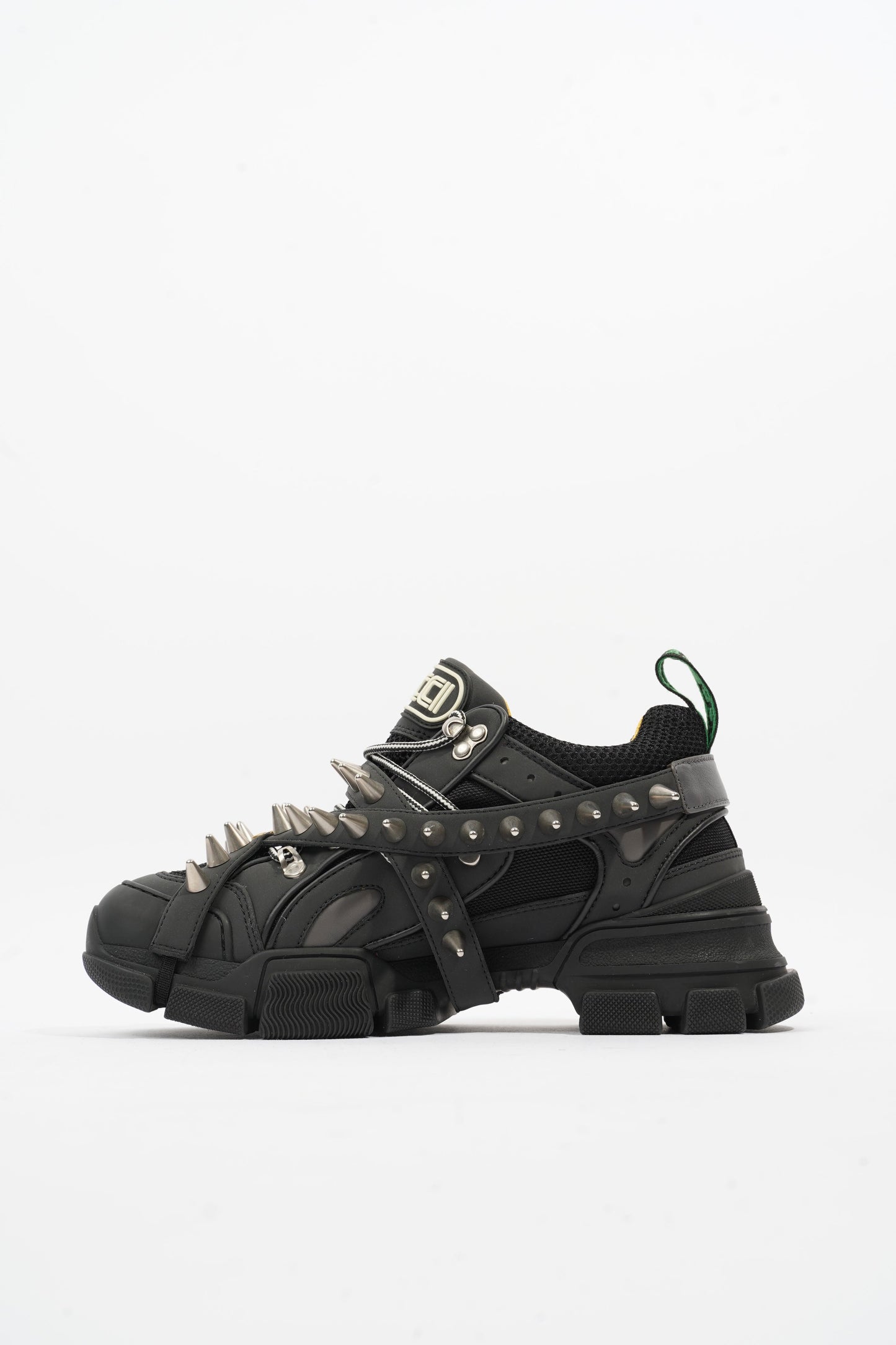 Gucci Flashtrek Withe Removable Spikes Black Leather EU 40.5 UK 6.5