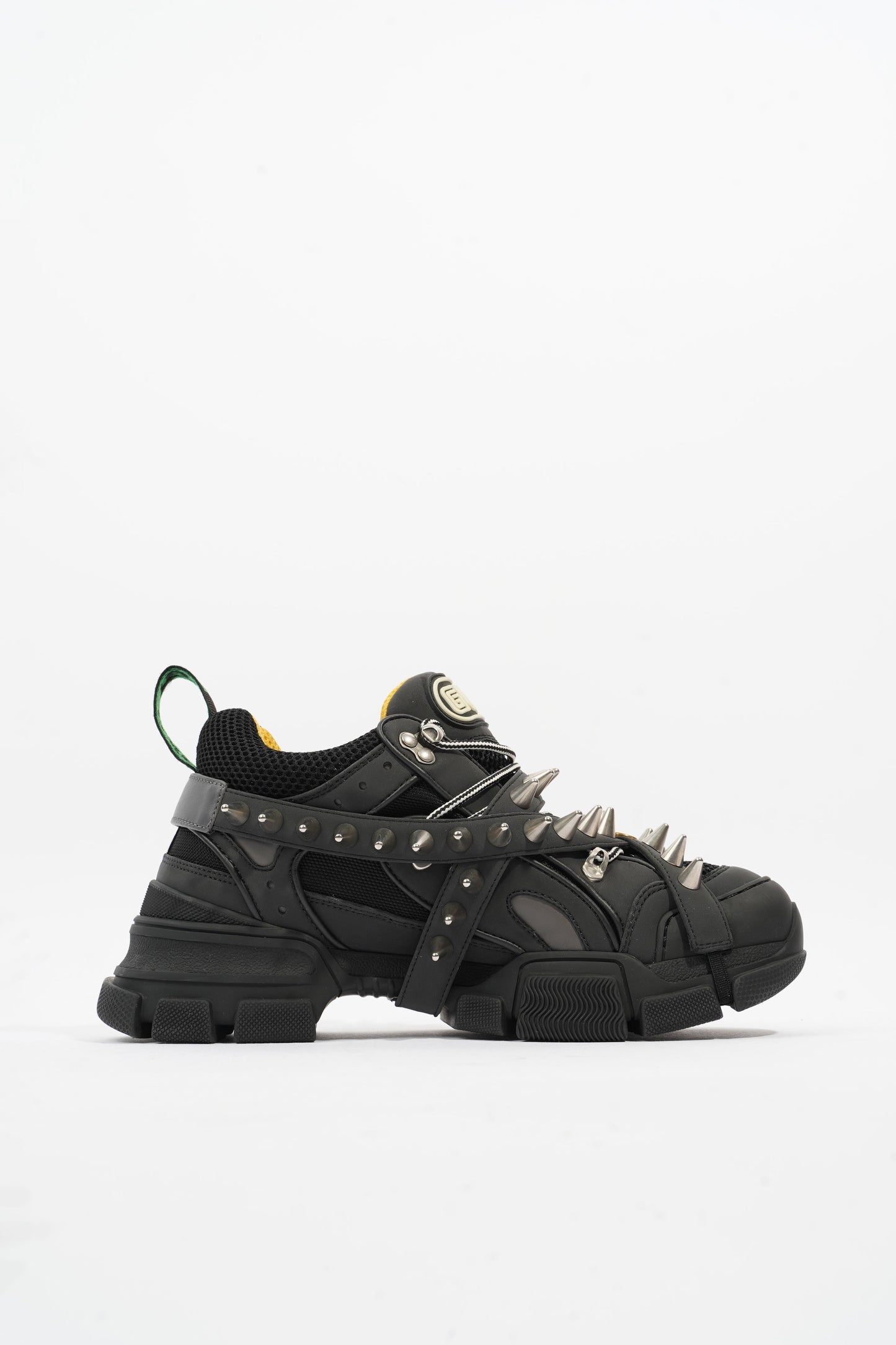Gucci Flashtrek Withe Removable Spikes Black Leather EU 40.5 UK 6.5