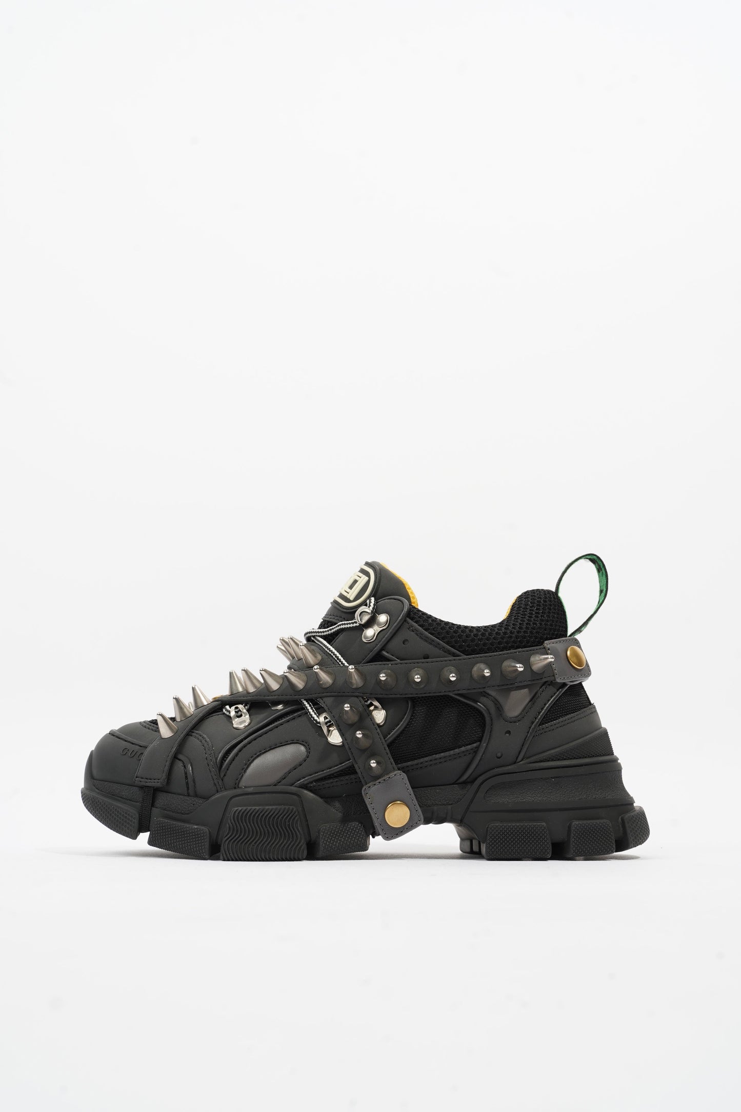 Gucci Flashtrek Withe Removable Spikes Black Leather EU 40.5 UK 6.5