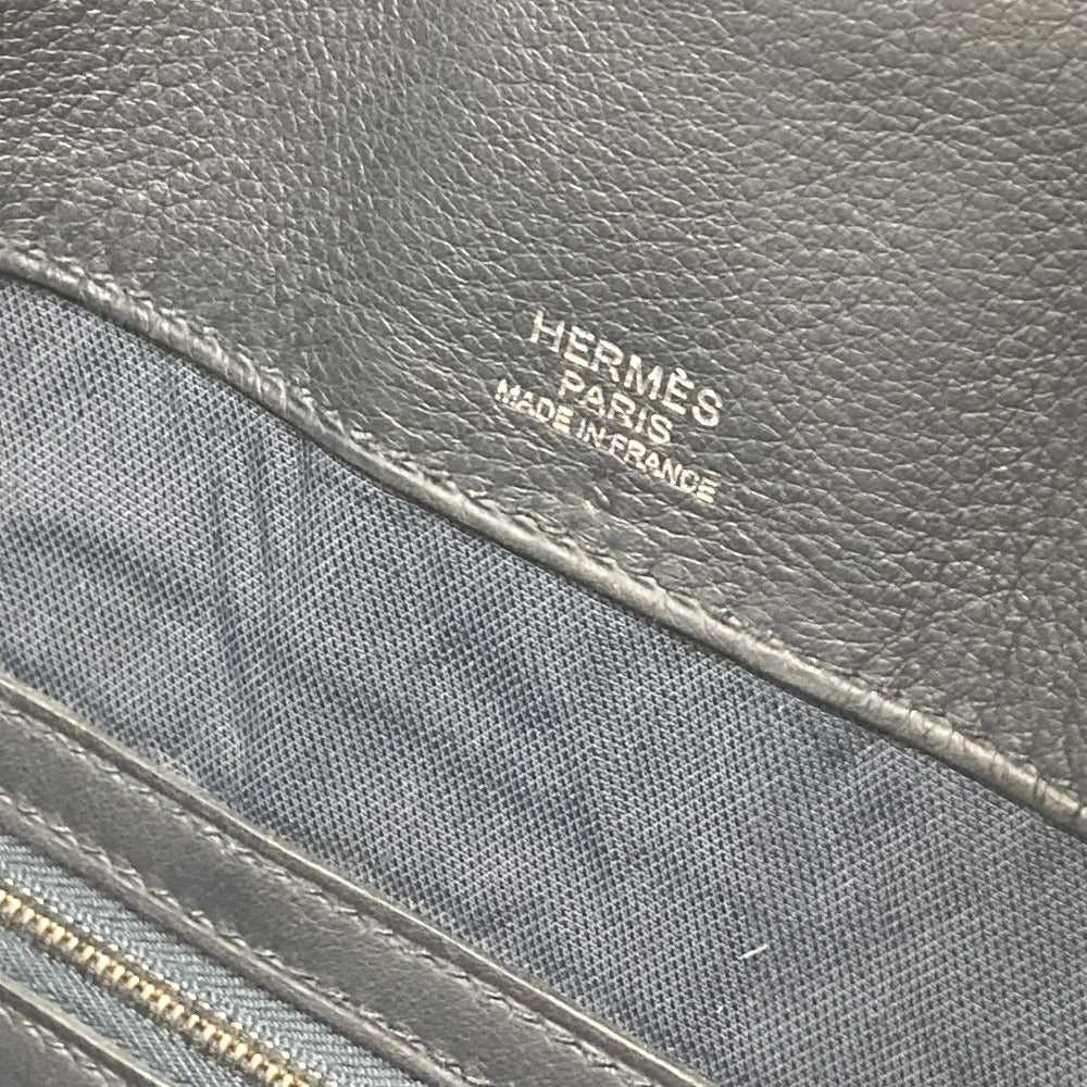 HERMES Clutch bag leather Navy City slide mens Used