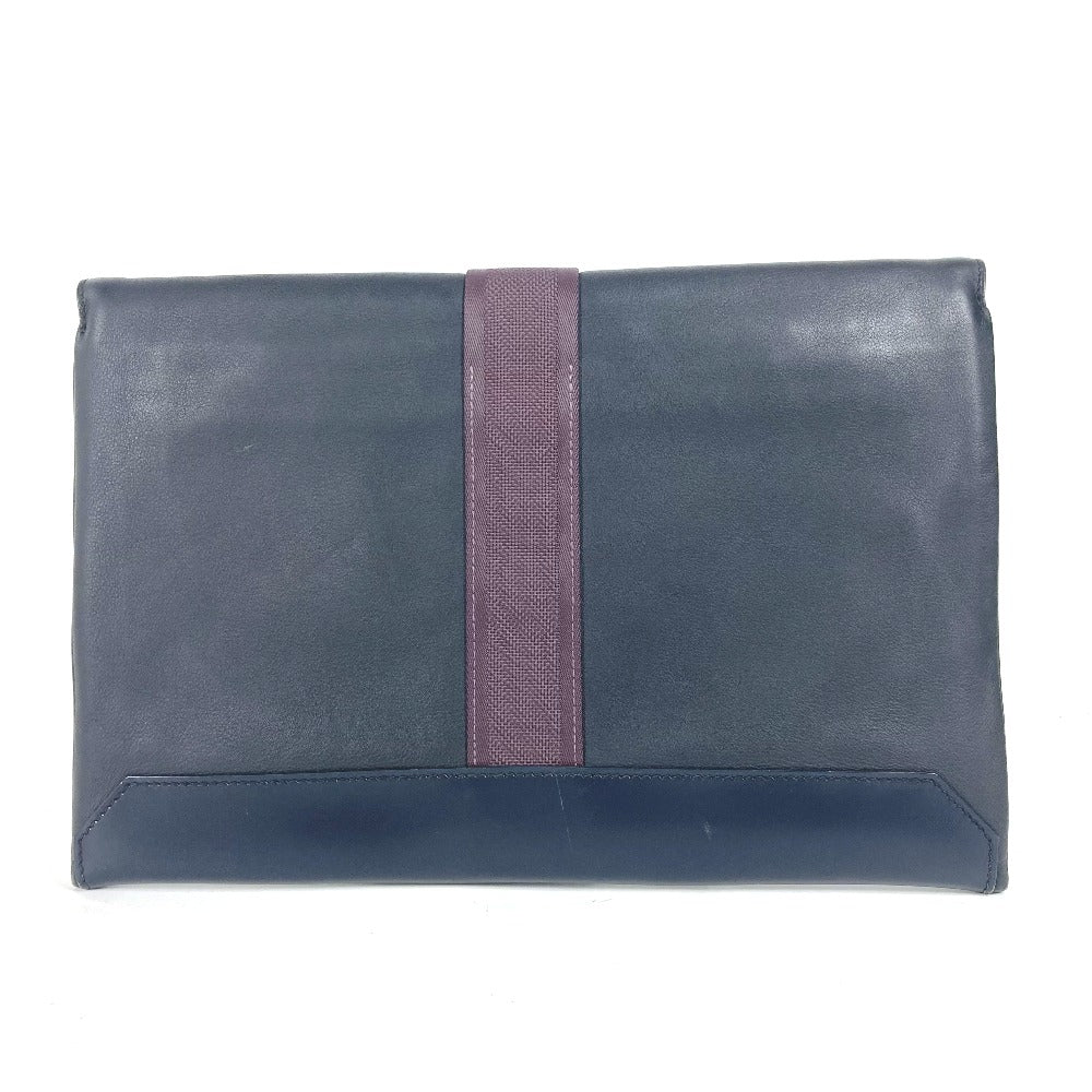 HERMES Clutch bag leather Navy City slide mens Used