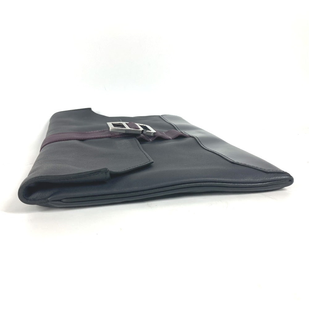 HERMES Clutch bag leather Navy City slide mens Used