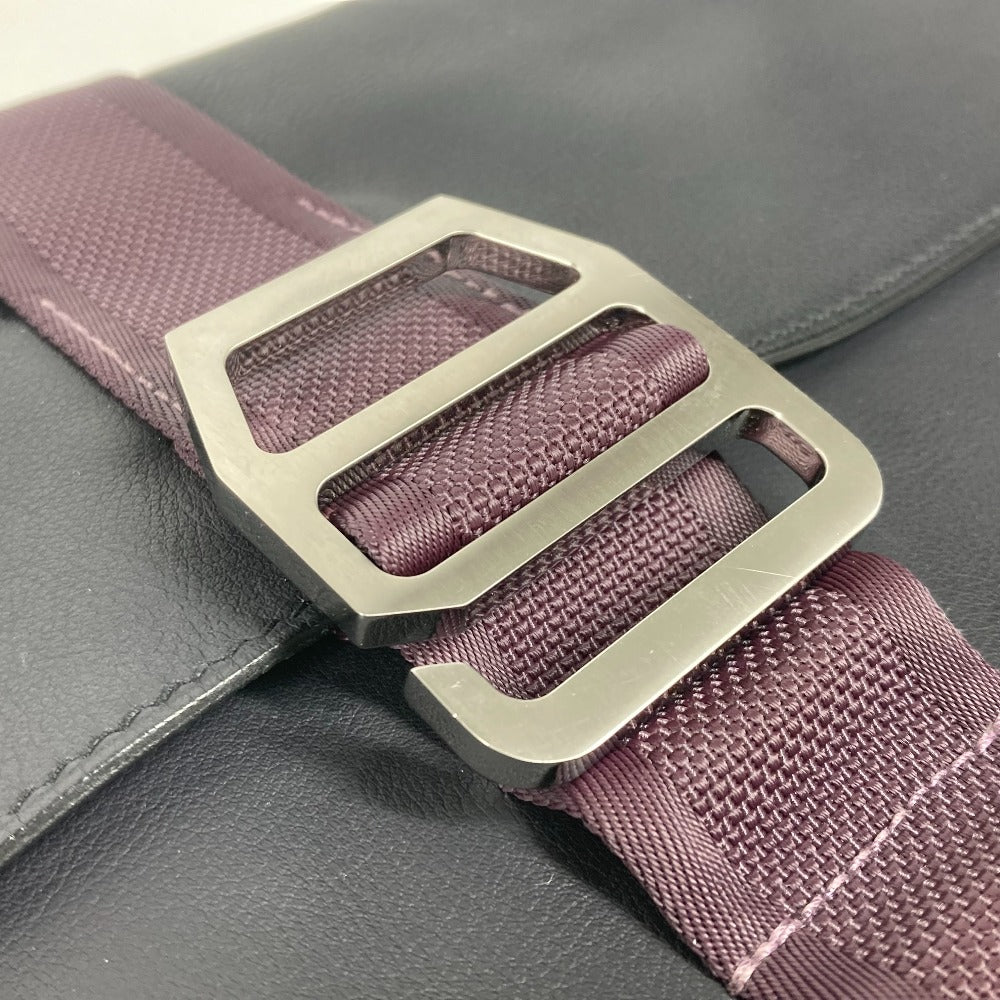 HERMES Clutch bag leather Navy City slide mens Used