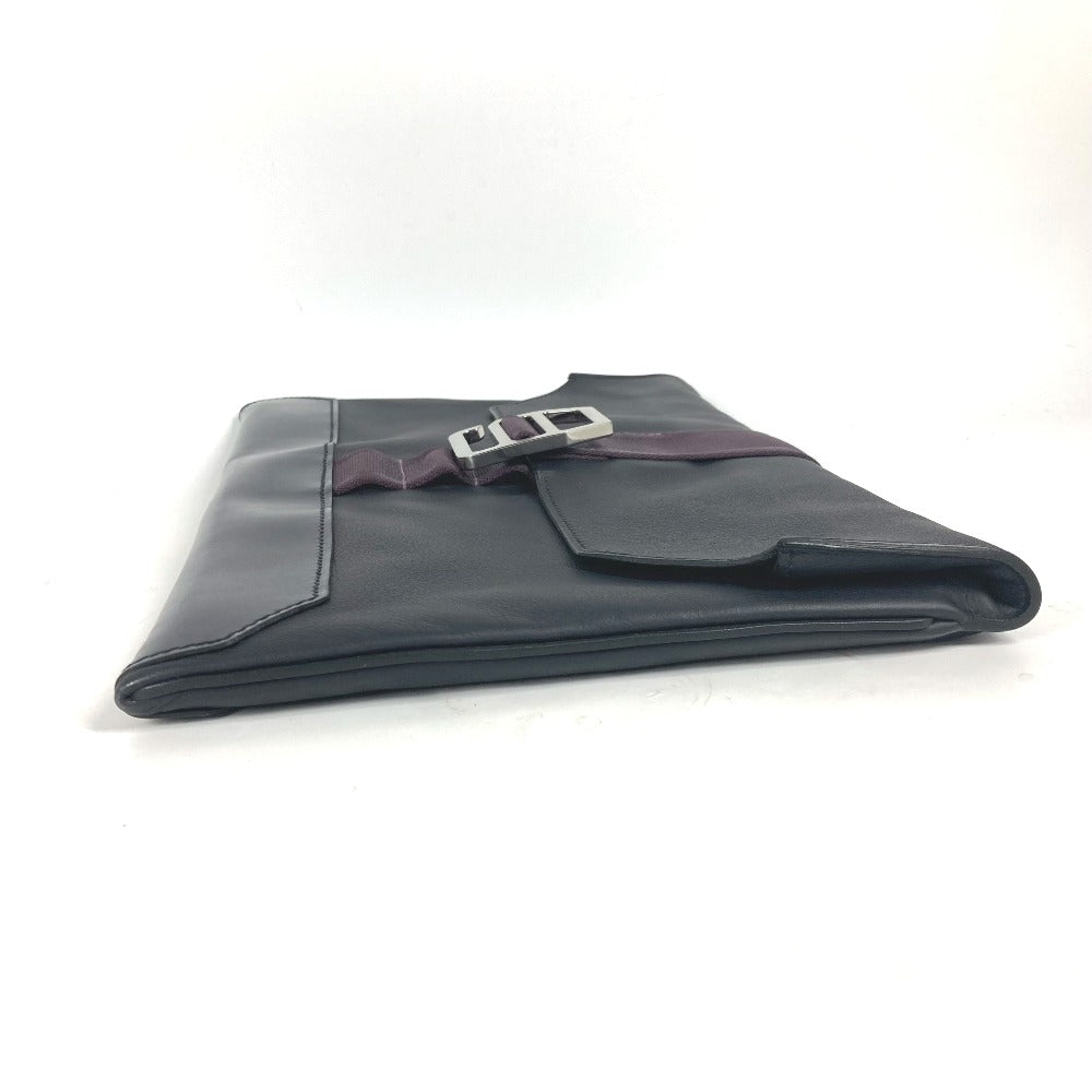 HERMES Clutch bag leather Navy City slide mens Used