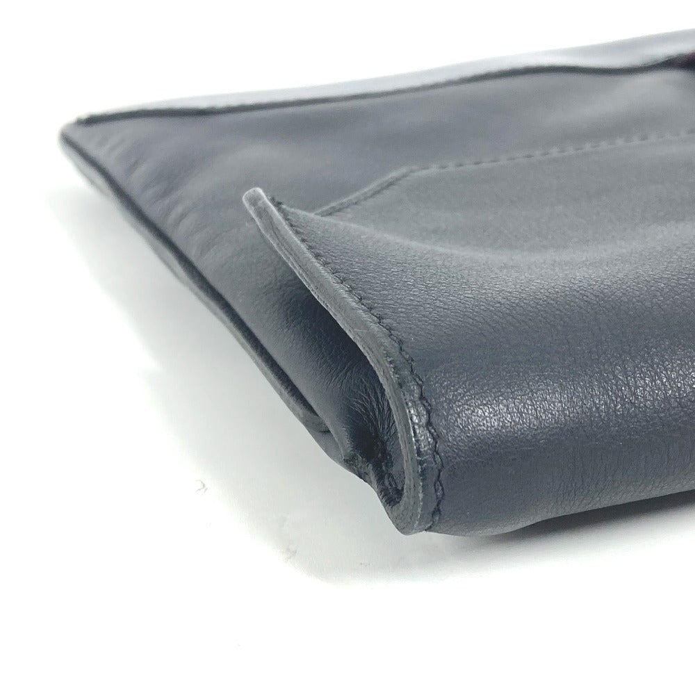 HERMES Clutch bag leather Navy City slide mens Used