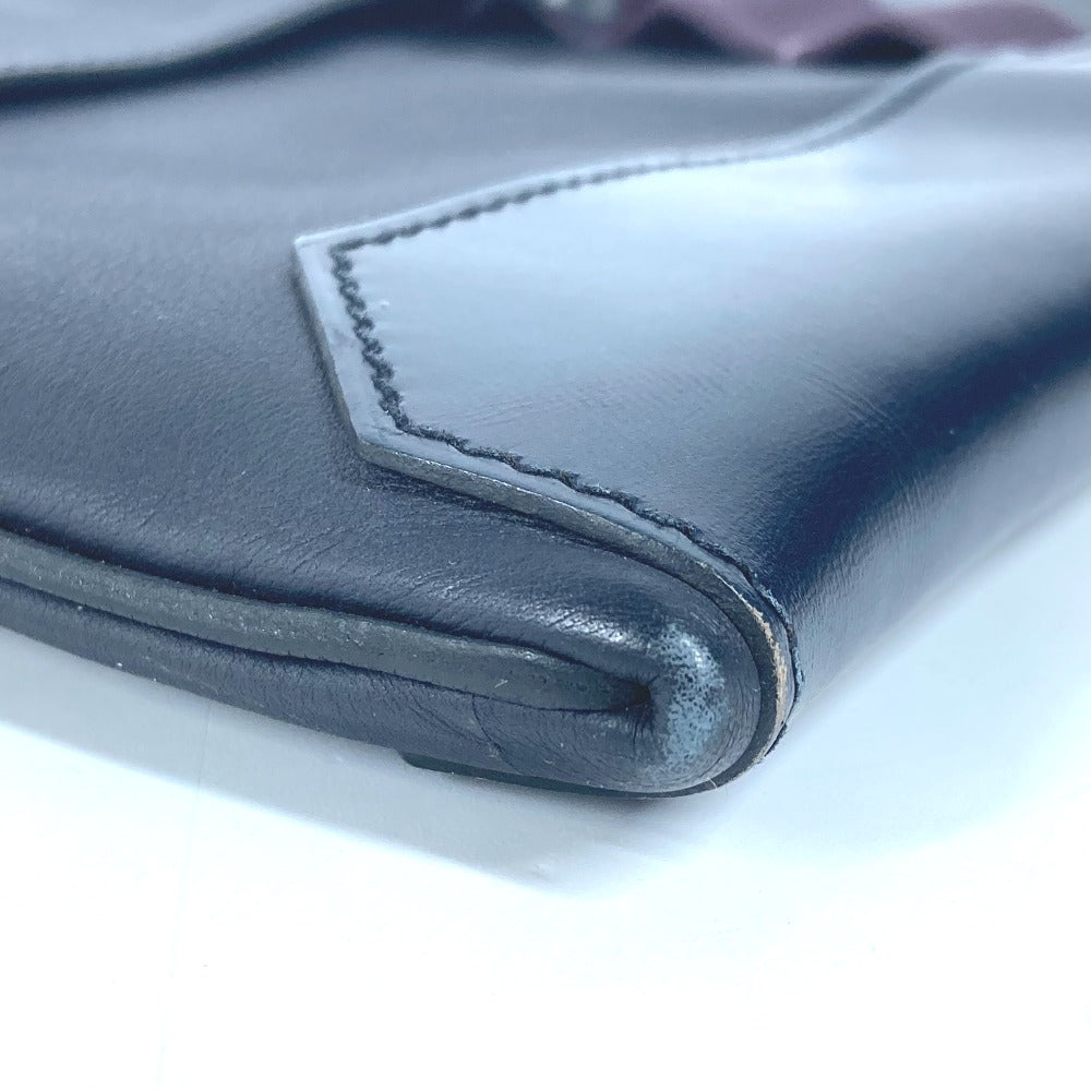 HERMES Clutch bag leather Navy City slide mens Used