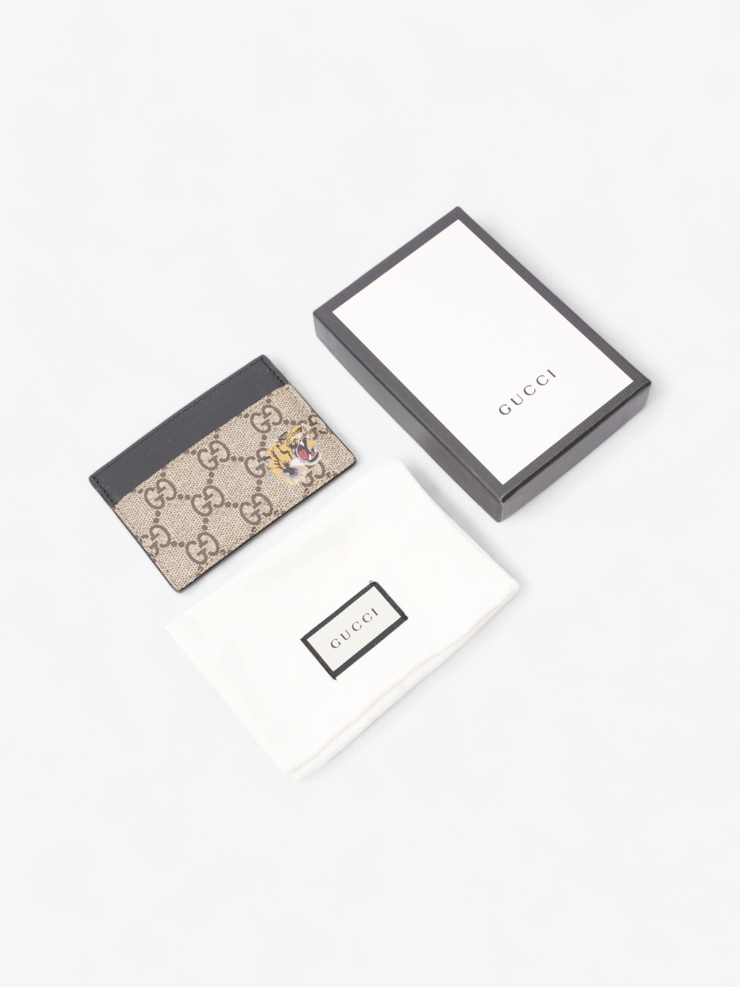Gucci Tiger Card Holder Supreme / Black Coated Canvas