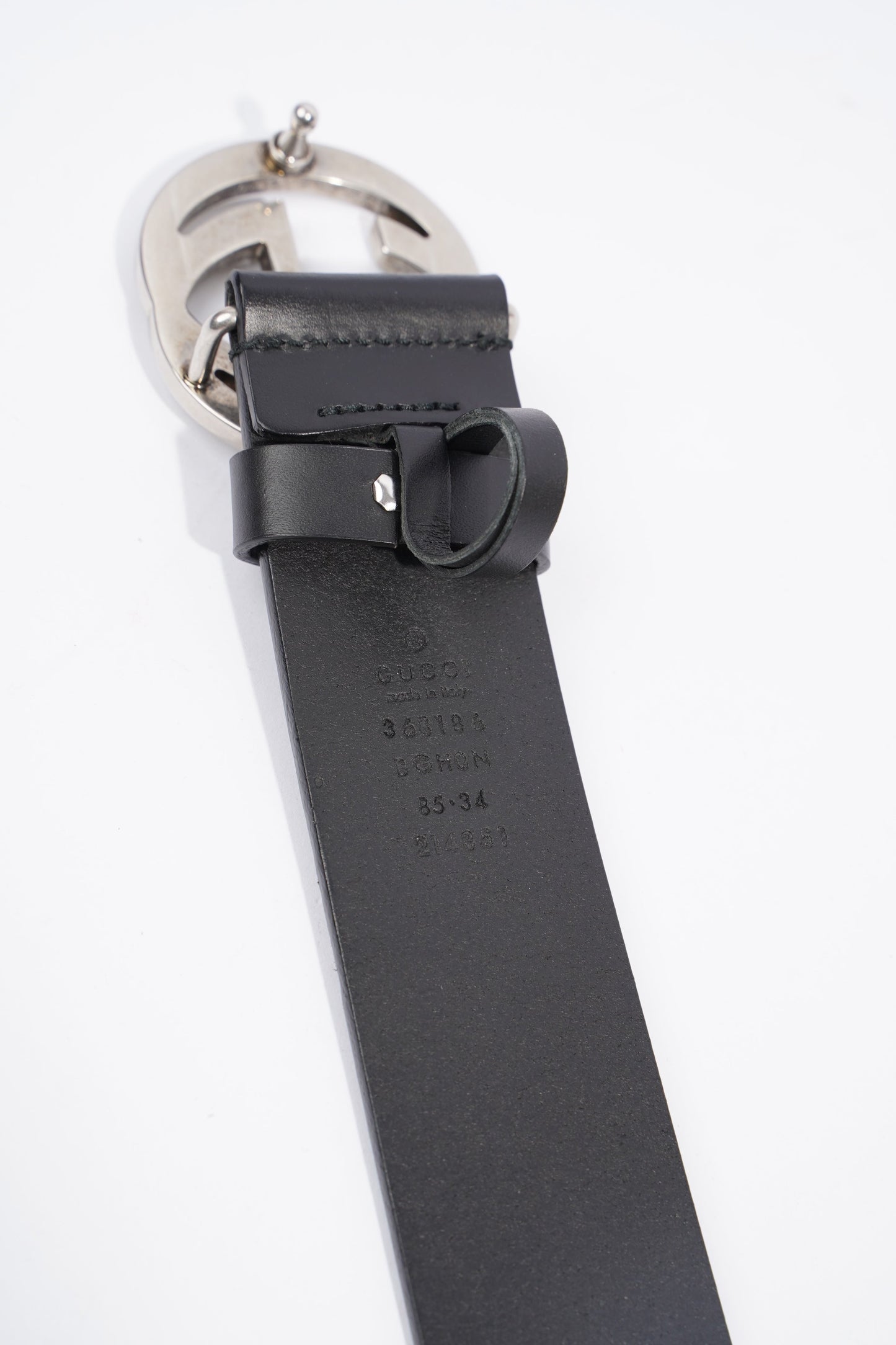 Gucci Interlocking G Belt Black Leather 85cm 34''
