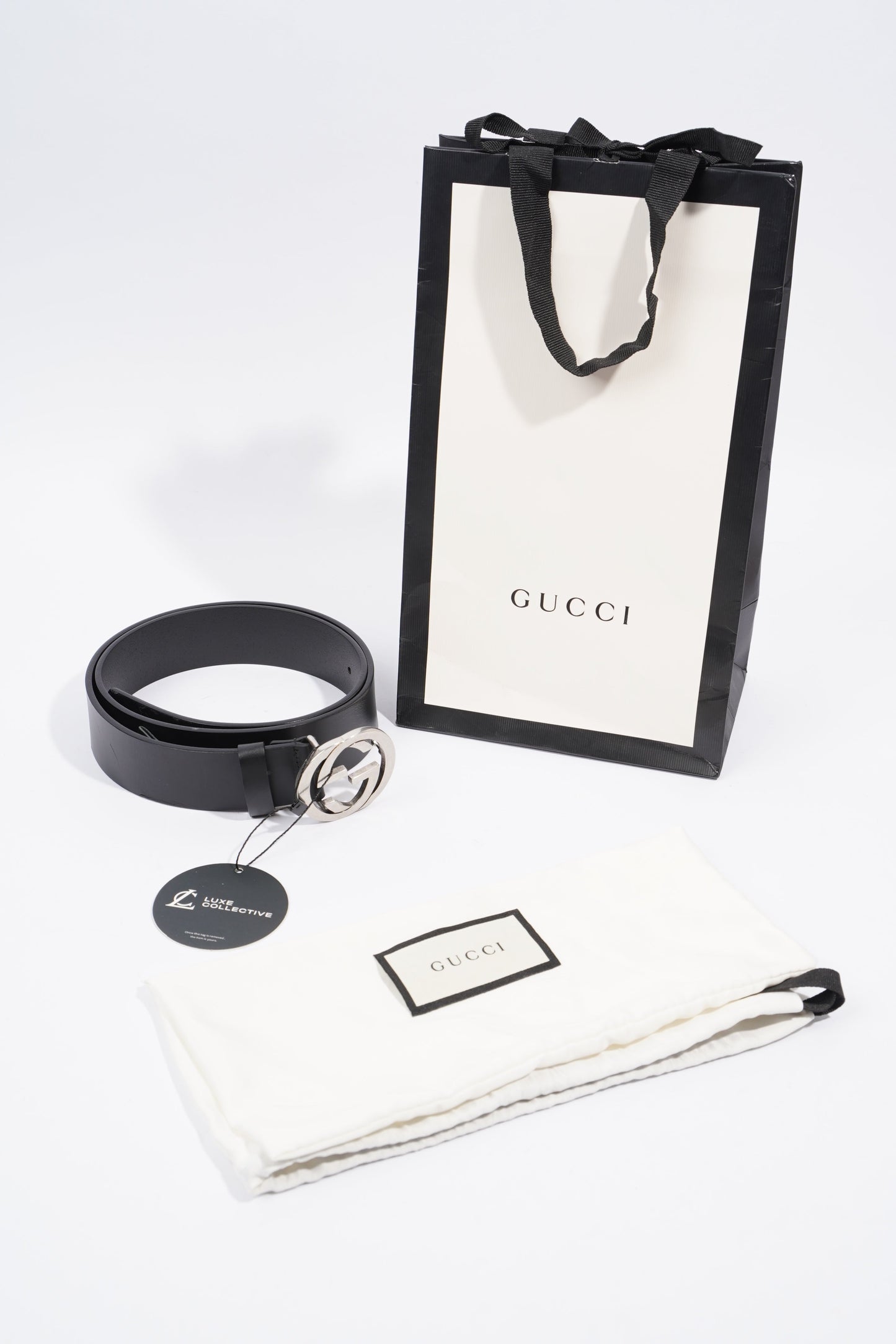 Gucci Interlocking G Belt Black Leather 85cm 34''