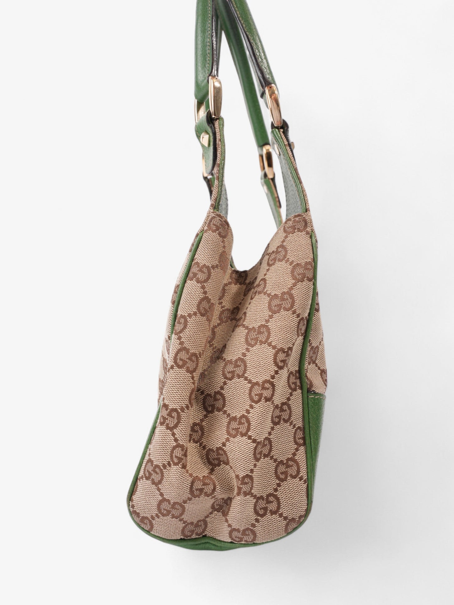 Gucci Jackie Beige And Ebony GG Supreme / Green Canvas
