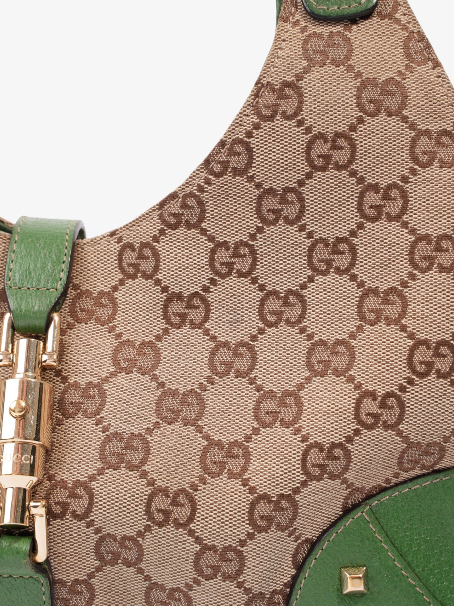 Gucci Jackie Beige And Ebony GG Supreme / Green Canvas