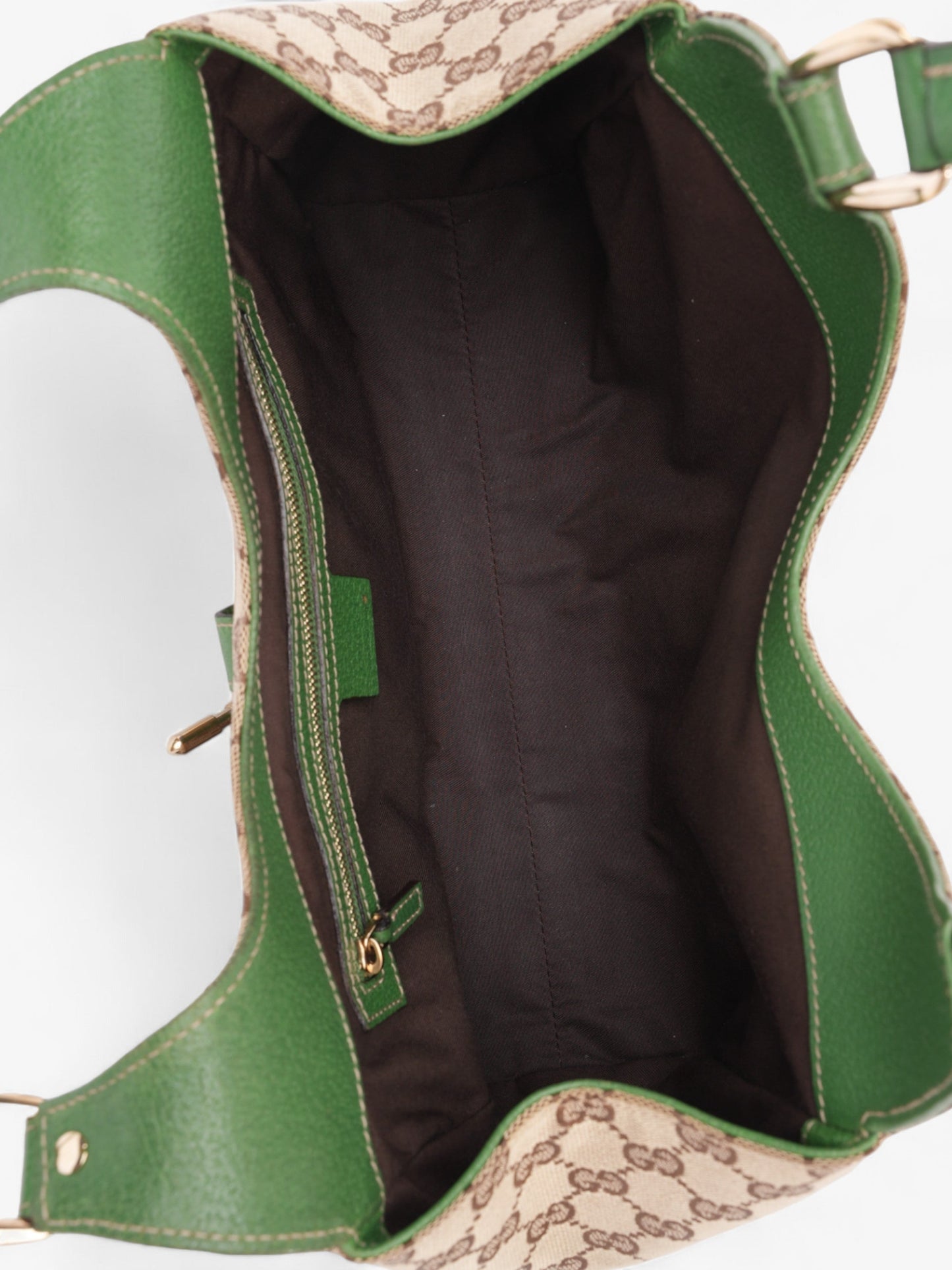 Gucci Jackie Beige And Ebony GG Supreme / Green Canvas