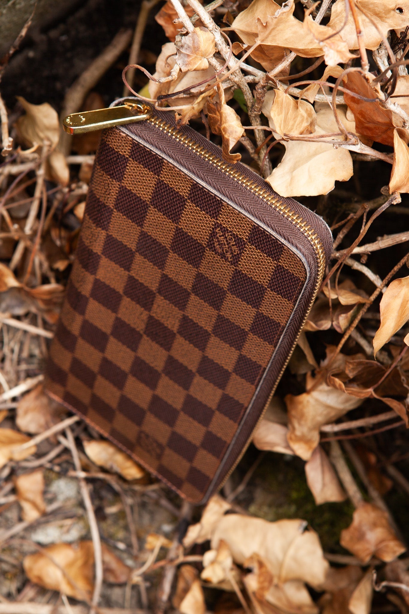 LOUIS VUITTON Grande Zip Around Wallet Damier Ebene