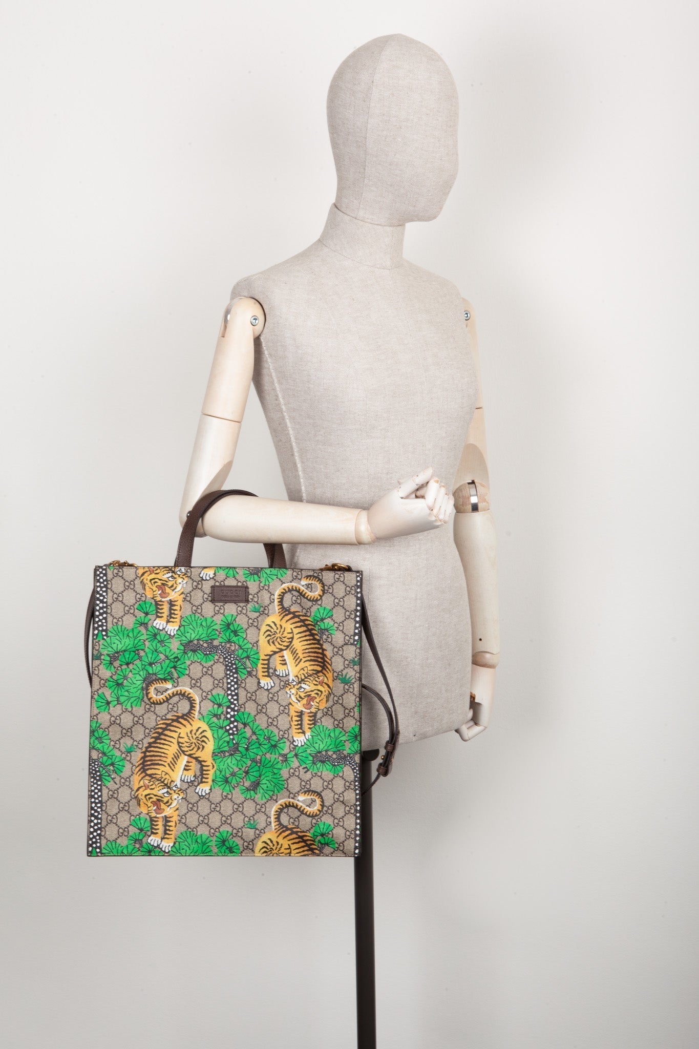 GUCCI Convertible Soft Open Tote Bengal Print GG Canvas