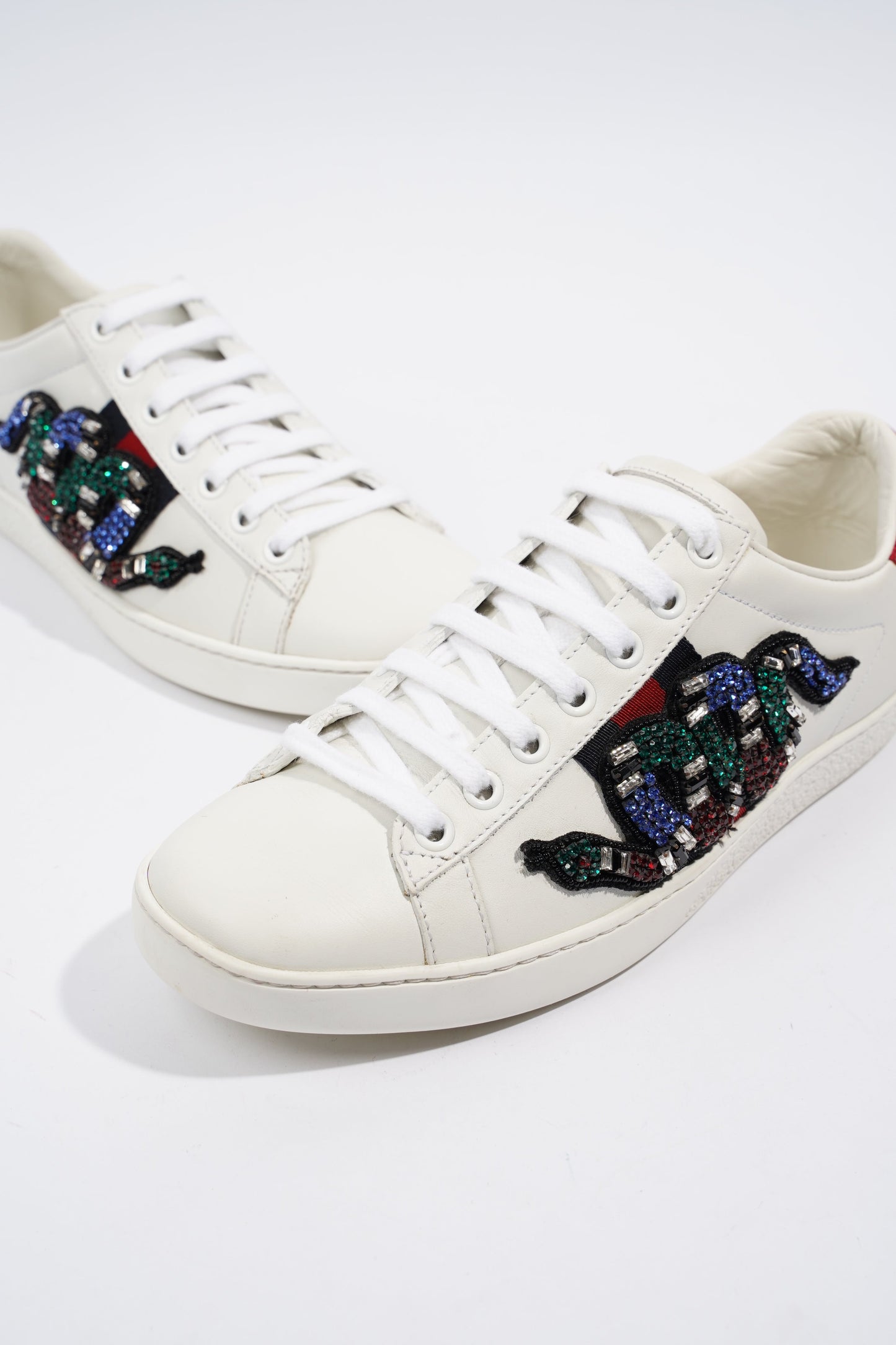 Gucci Ace Embroidered White / Navy / Red Leather EU 36 UK 3