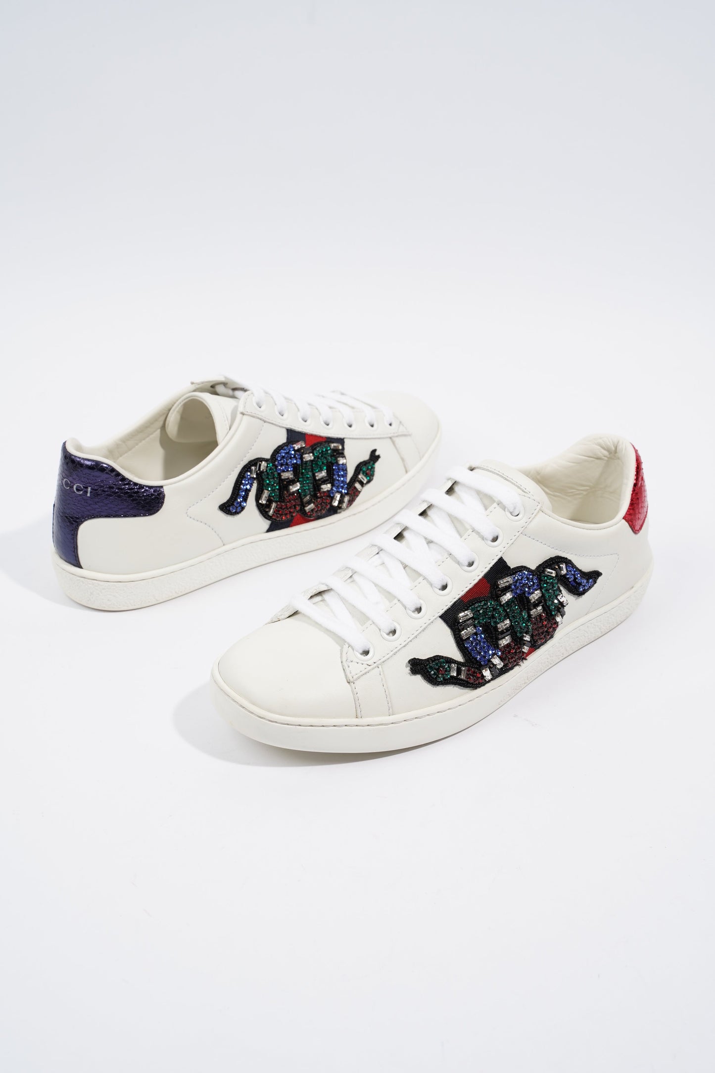 Gucci Ace Embroidered White / Navy / Red Leather EU 36 UK 3