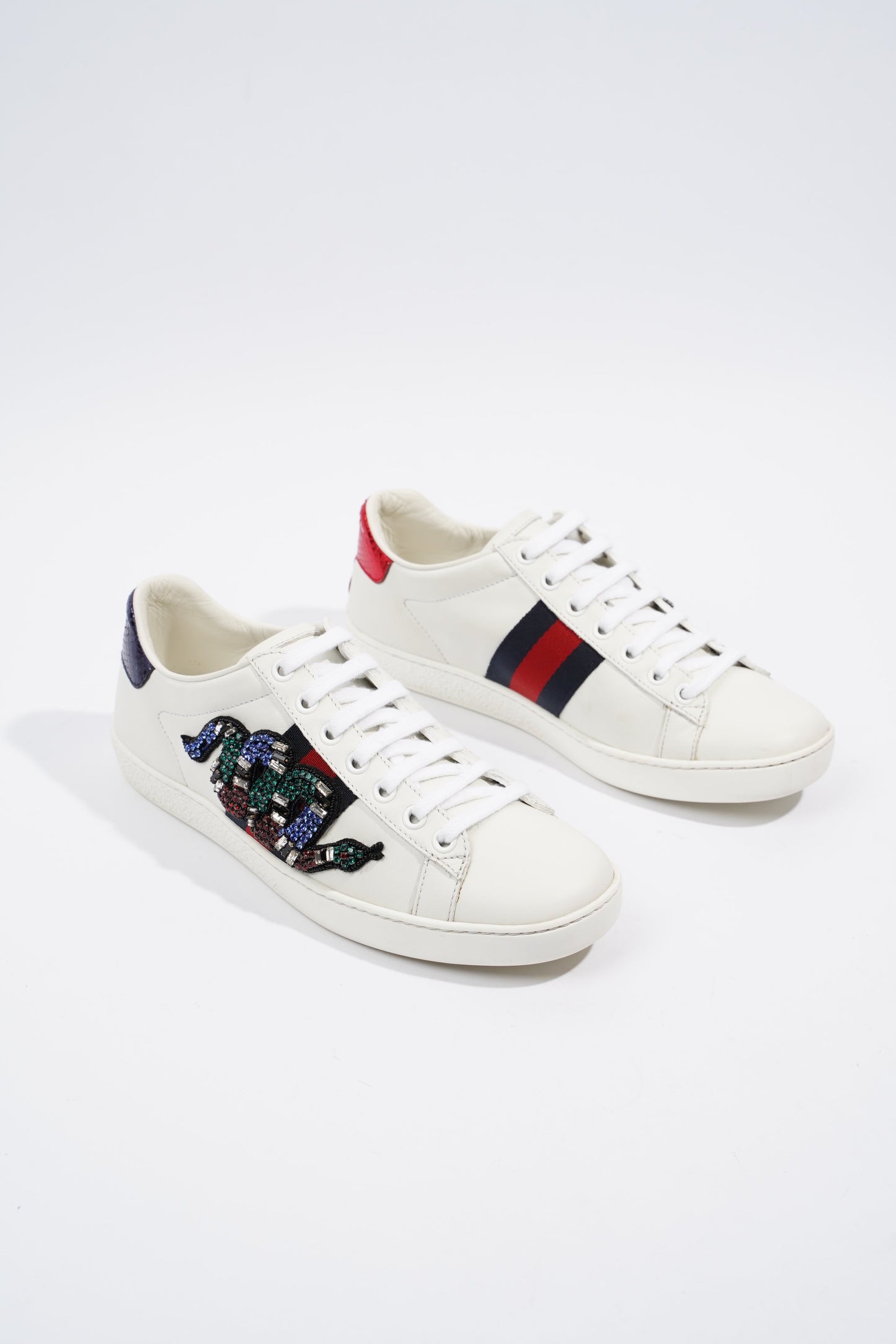 Gucci Ace Embroidered White / Navy / Red Leather EU 36 UK 3