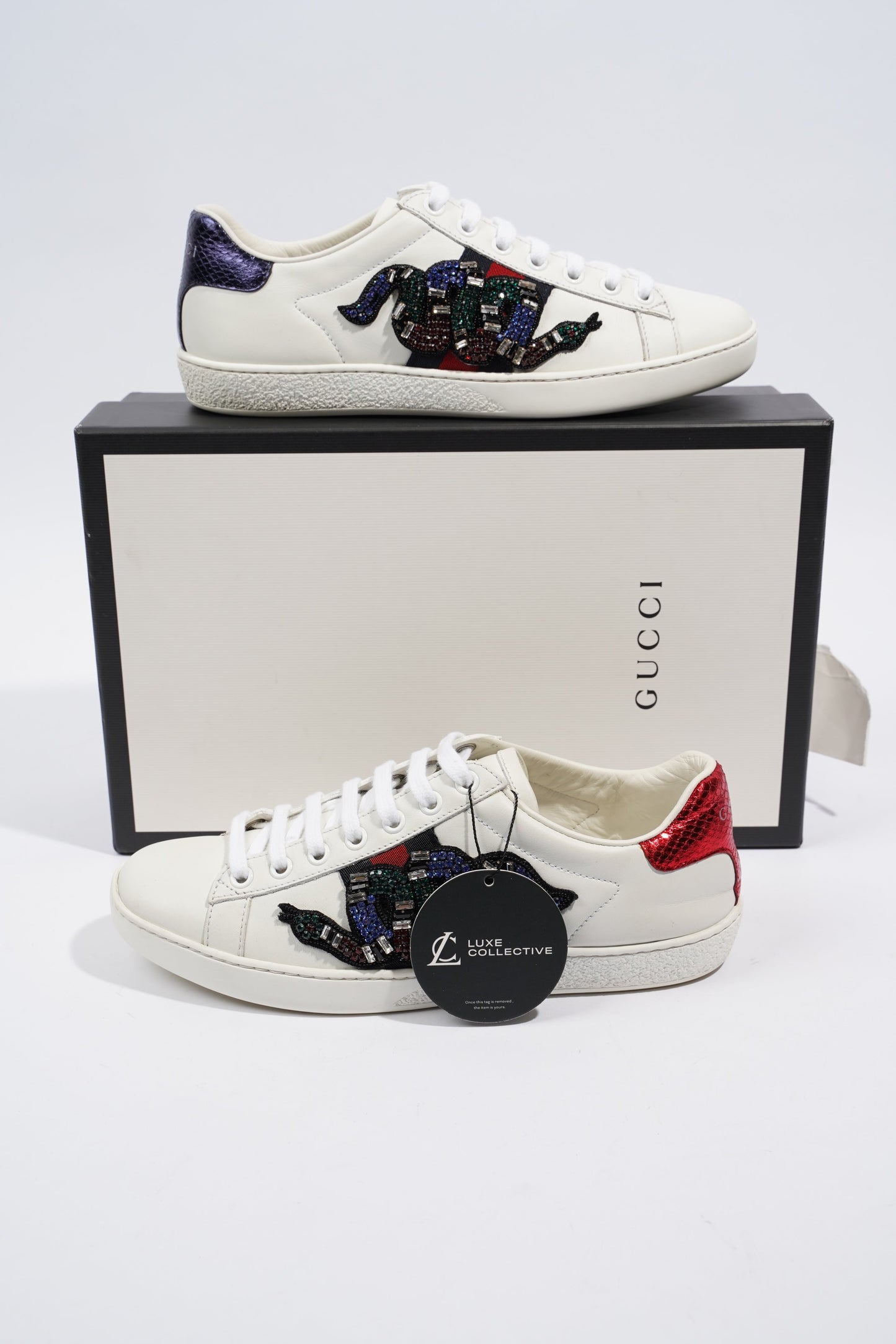Gucci Ace Embroidered White / Navy / Red Leather EU 36 UK 3