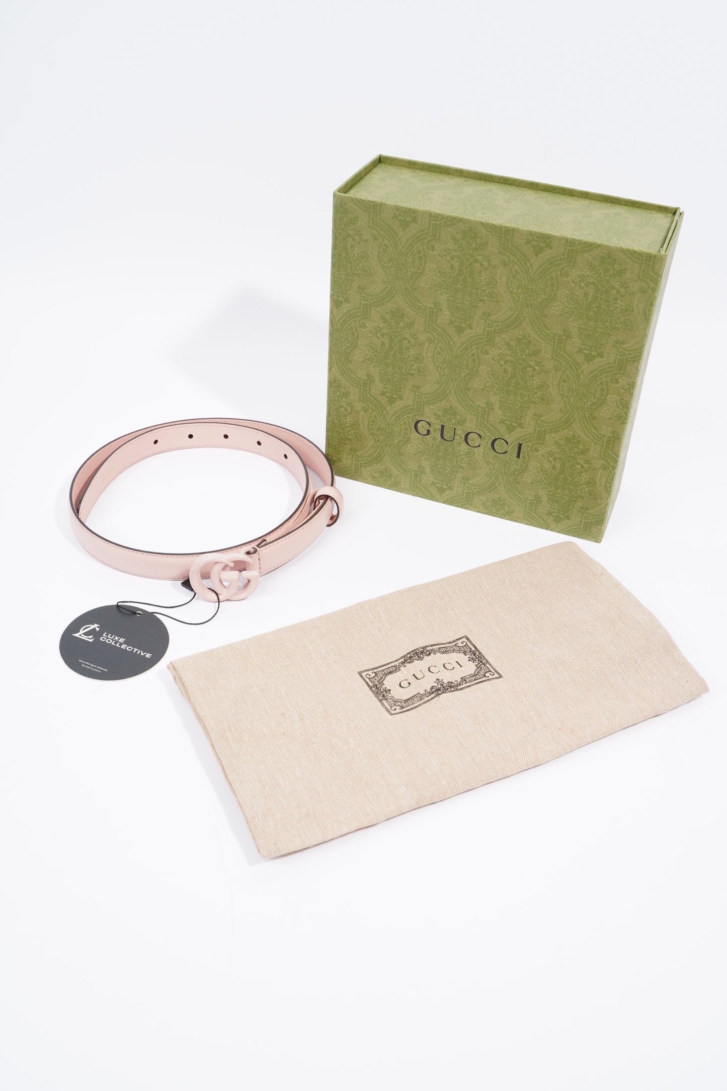 Gucci GG Marmont Thin Belt Light Pink Leather 70cm 28"