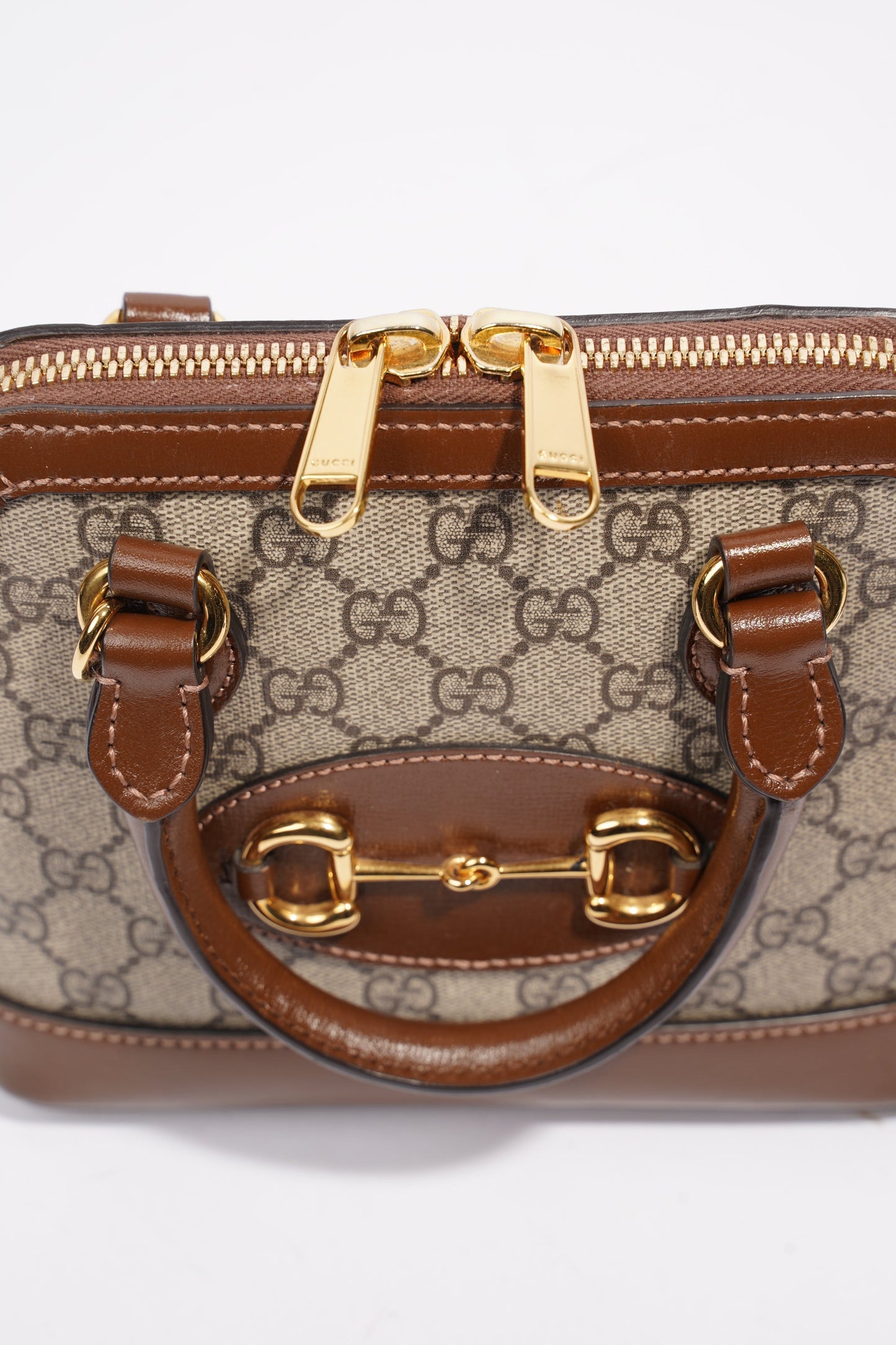 Gucci Horsebit 1955 Mini Top Handle Supreme / Brown Coated Canvas