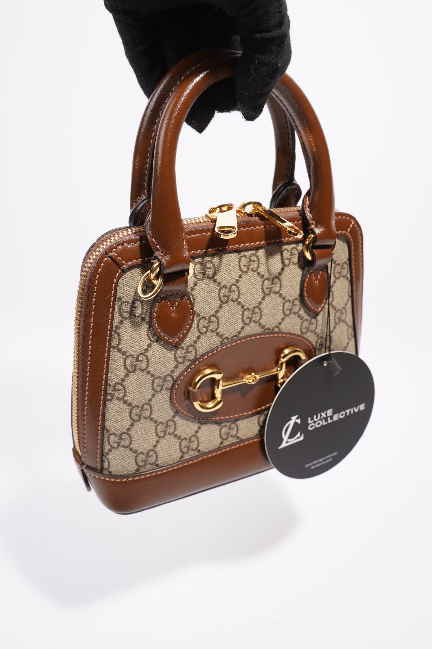 Gucci Horsebit 1955 Mini Top Handle Supreme / Brown Coated Canvas