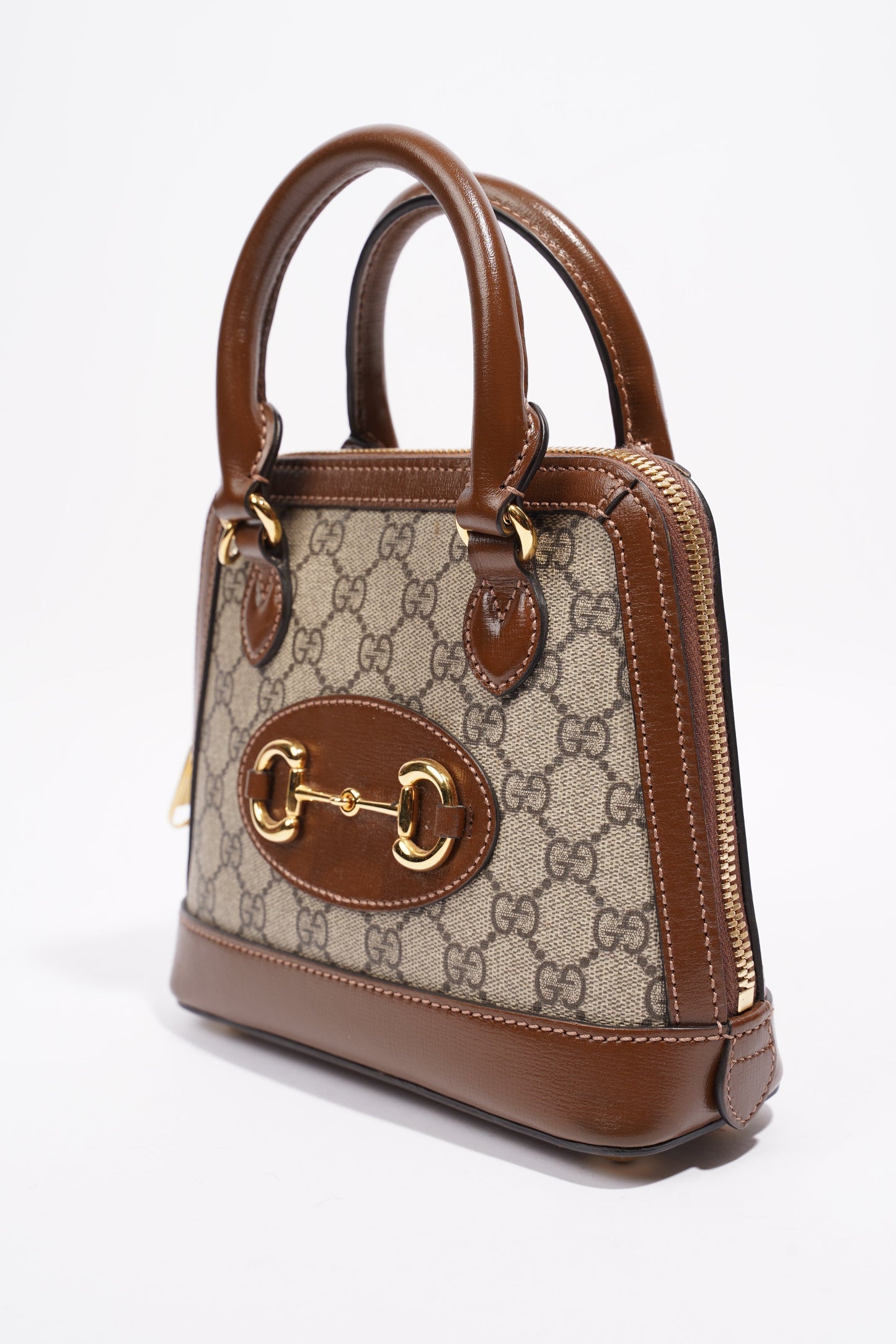 Gucci Horsebit 1955 Mini Top Handle Supreme / Brown Coated Canvas