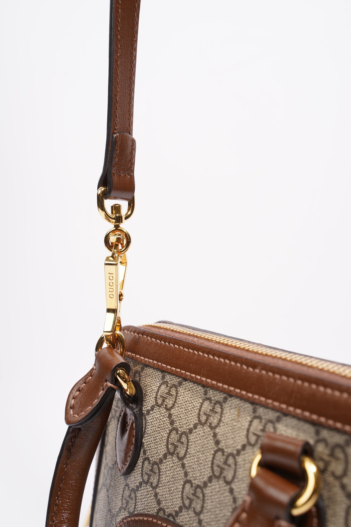 Gucci Horsebit 1955 Mini Top Handle Supreme / Brown Coated Canvas