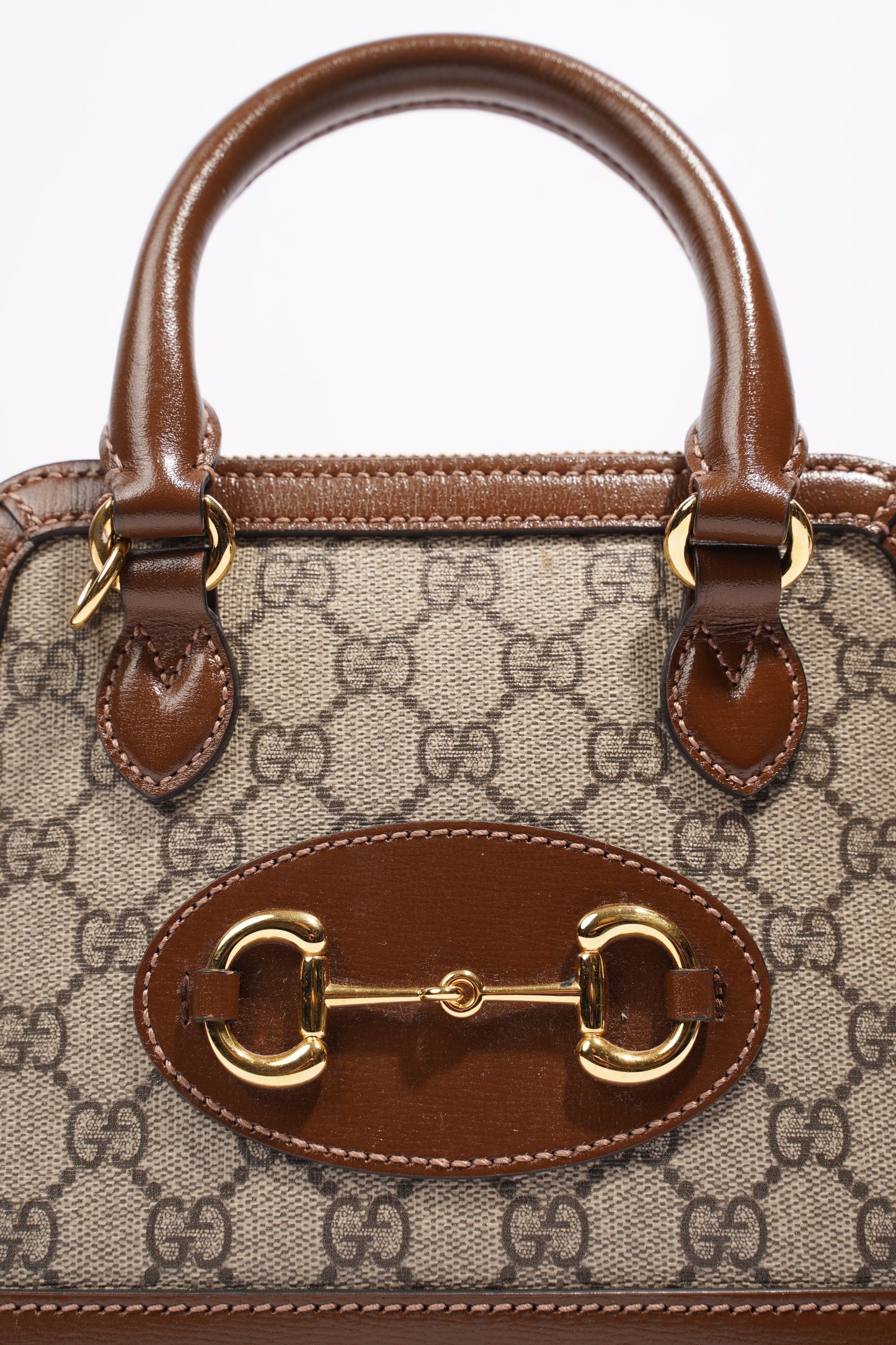 Gucci Horsebit 1955 Mini Top Handle Supreme / Brown Coated Canvas