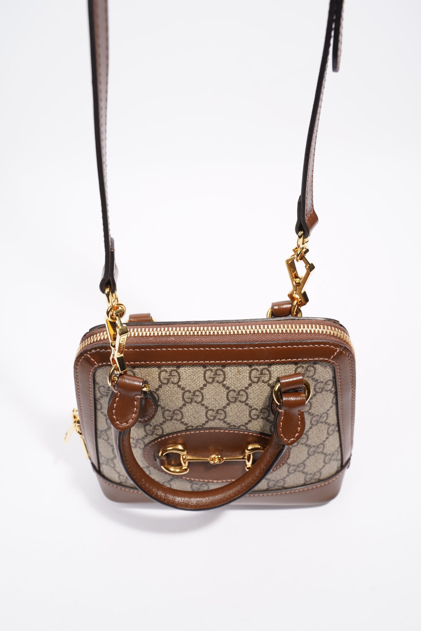 Gucci Horsebit 1955 Mini Top Handle Supreme / Brown Coated Canvas