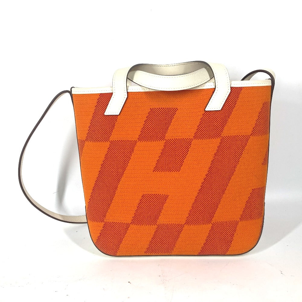 HERMES Shoulder Bag Swift, Toile Canvas Orange H Anne Vie PM