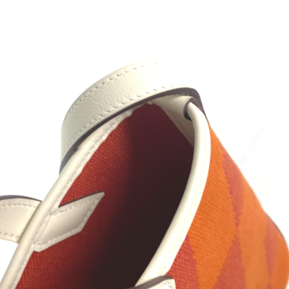 HERMES Shoulder Bag Swift, Toile Canvas Orange H Anne Vie PM