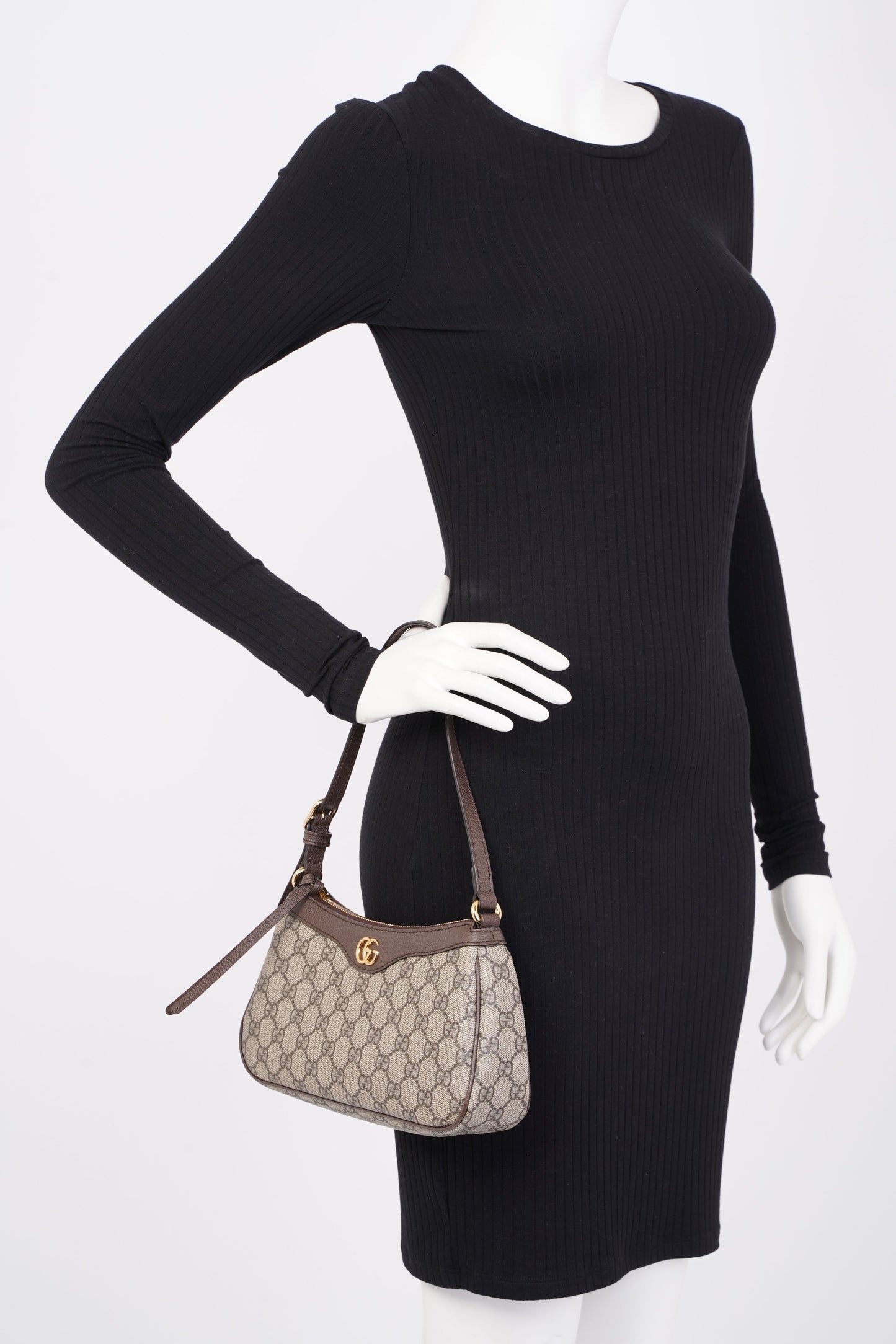 Gucci Ophidia Small Beige And Ebony GG Supreme  Coated Canvas