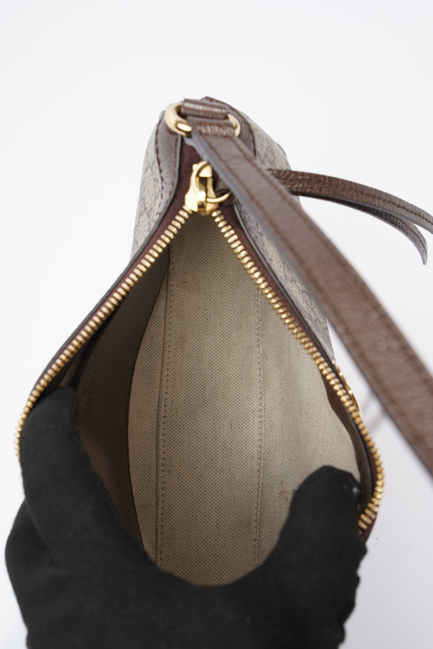 Gucci Ophidia Small Beige And Ebony GG Supreme  Coated Canvas
