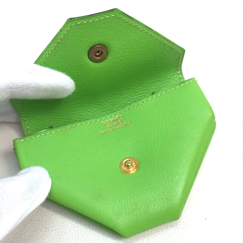 HERMES Coin case Vaux Swift Light green Le van Cator unisex(Unisex) Used
