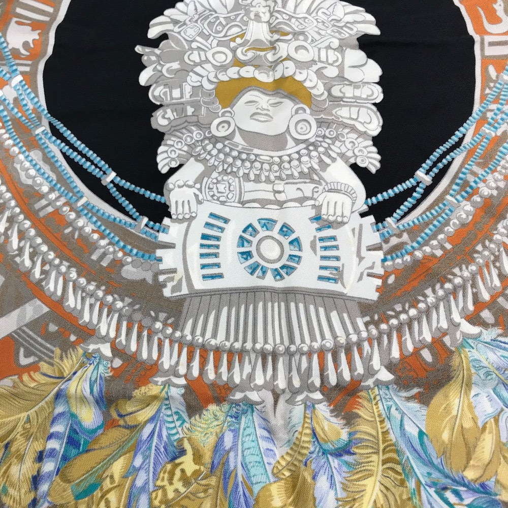 HERMES scarf silk Black / multicolor Carre90 Women Used