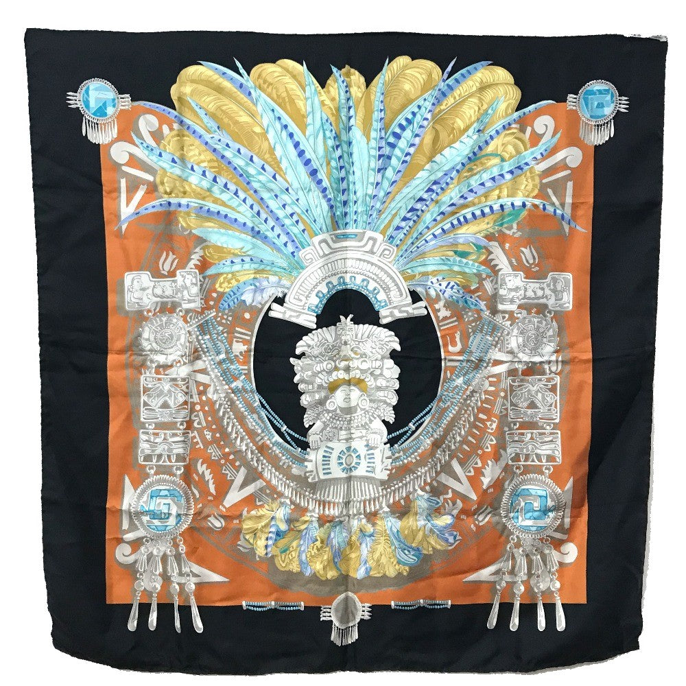 HERMES scarf silk Black / multicolor Carre90 Women Used
