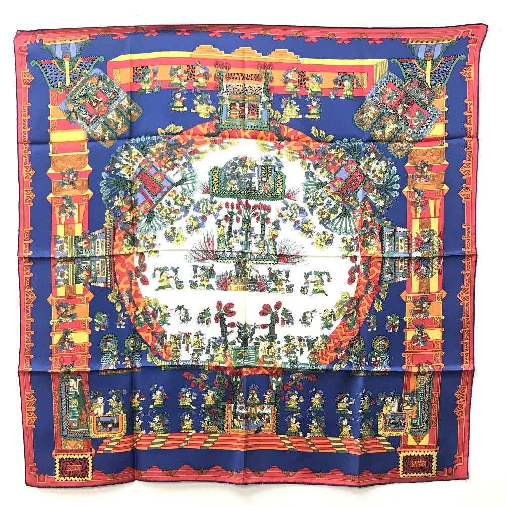 HERMES scarf silk Blue x red x white Carre90 ASTRES et SOLEILS Celestial bodies and the sun Women Used