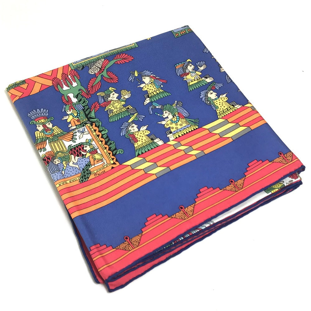 HERMES scarf silk Blue x red x white Carre90 ASTRES et SOLEILS Celestial bodies and the sun Women Used