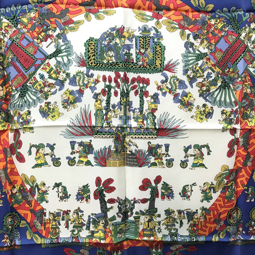 HERMES scarf silk Blue x red x white Carre90 ASTRES et SOLEILS Celestial bodies and the sun Women Used